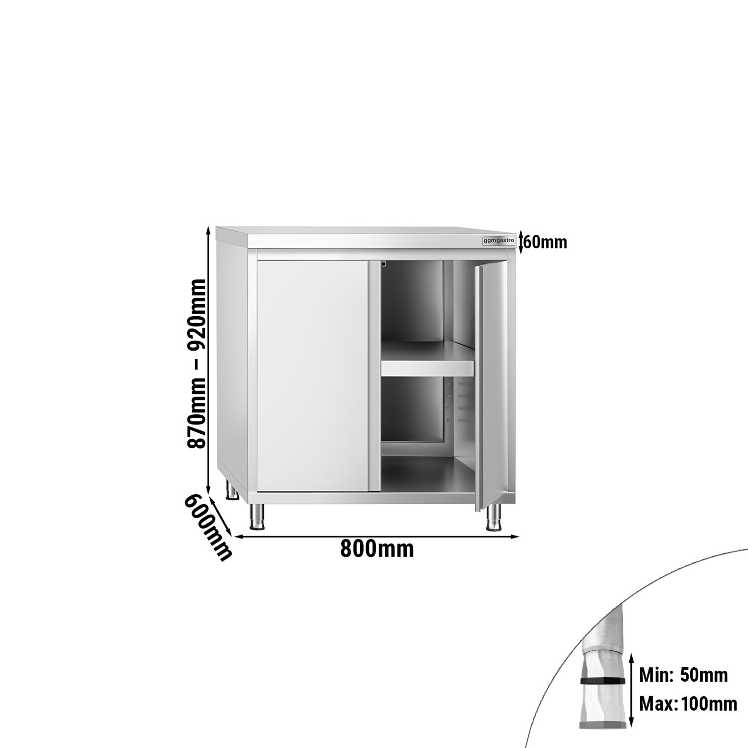 Roostevaba kapp 800×600mm, tiibustega