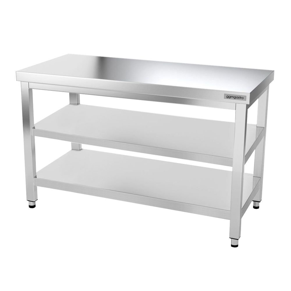 Roostevaba töölaud 1200 × 600 mm, 2 alariiulit
