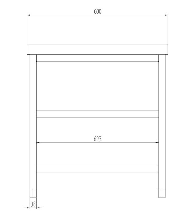 Roostevaba töölaud 1200 × 600 mm, 2 alariiulit