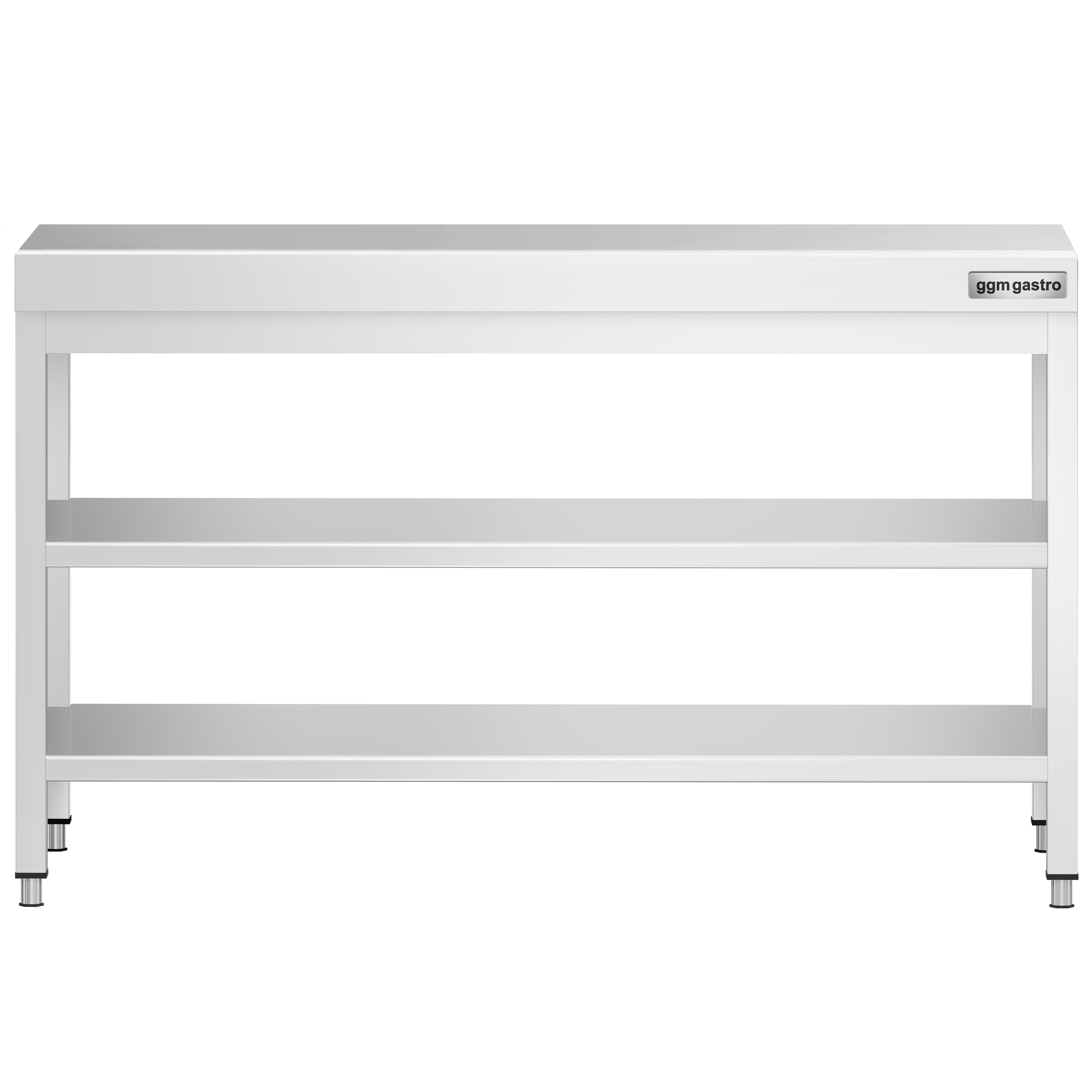 Roostevaba töölaud 1400 × 800 mm, 2 alariiulit