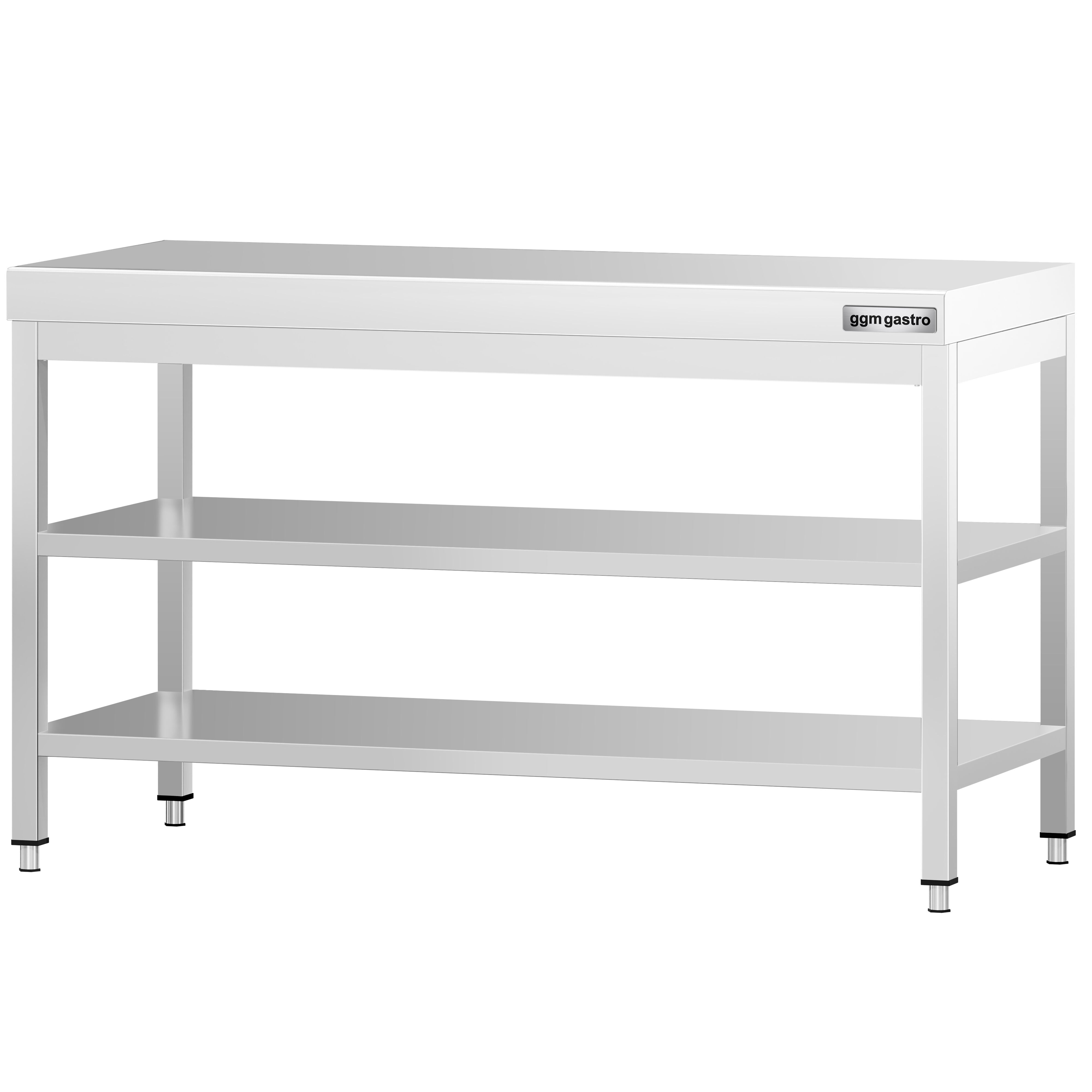 Roostevaba töölaud 1400 × 800 mm, 2 alariiulit