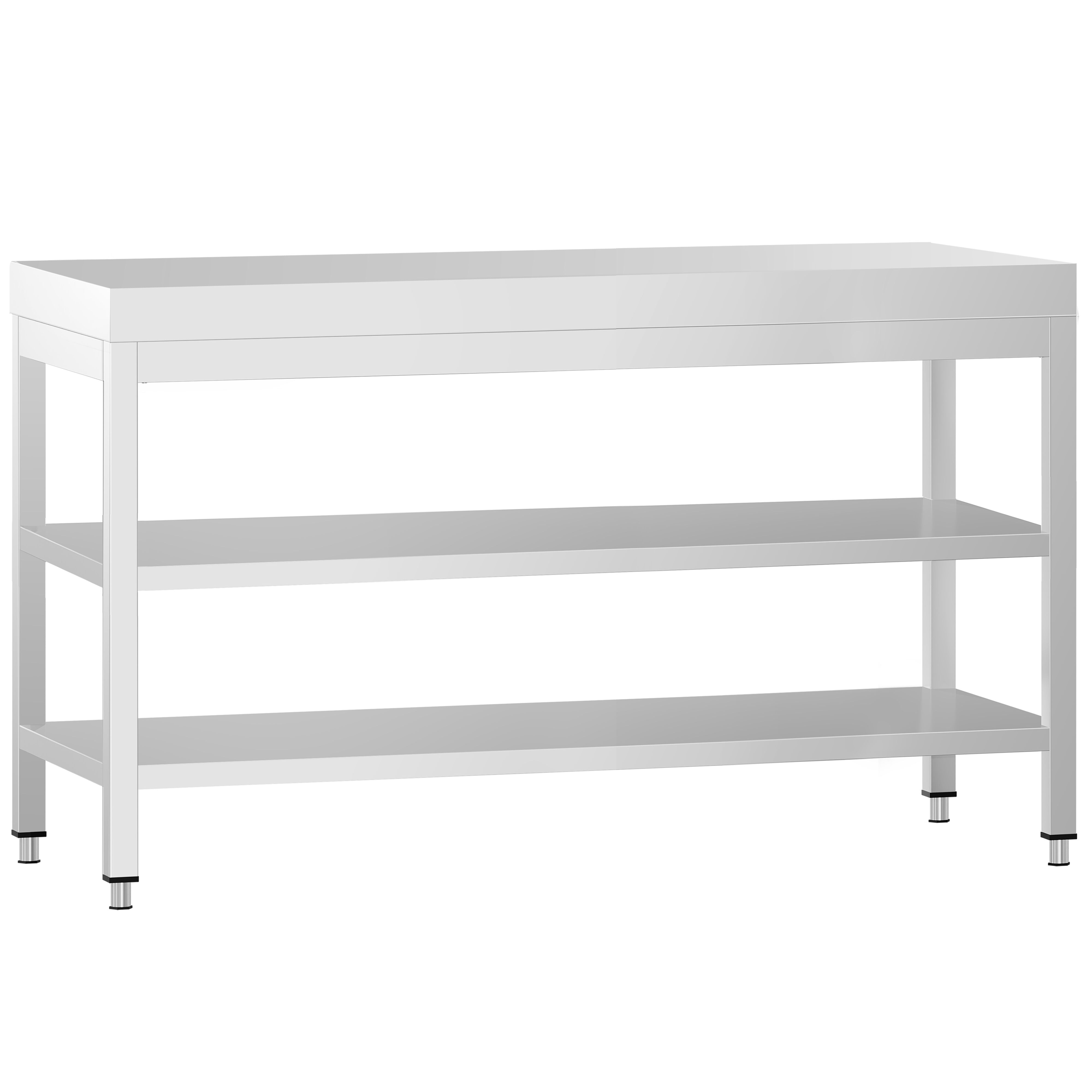 Roostevaba töölaud 1500 × 600 mm, 2 alariiulit