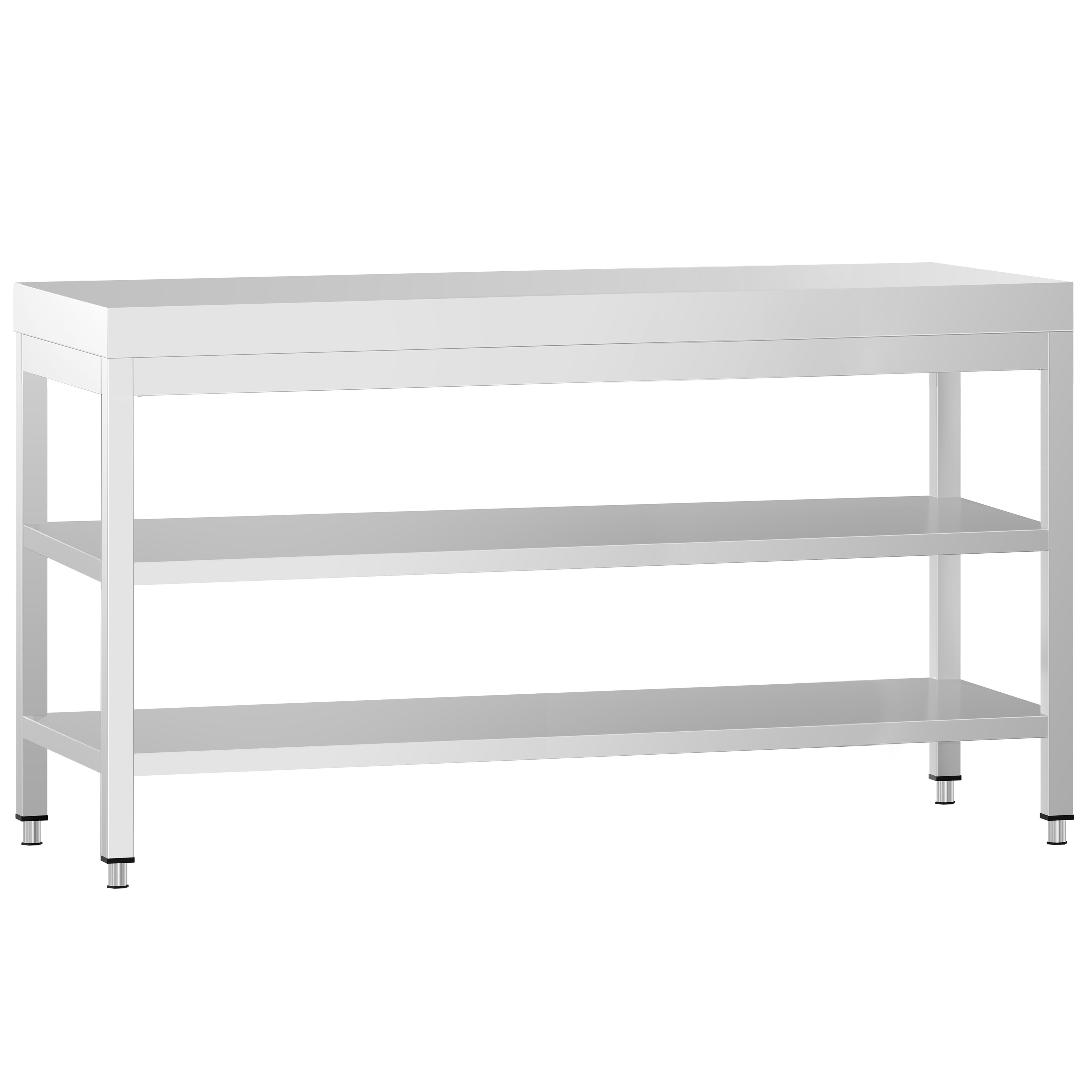 Roostevaba töölaud 1800 × 600 mm, 2 alariiulit