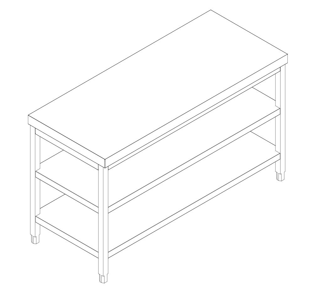 Roostevaba töölaud 1800 × 700 mm, 2 alariiulit