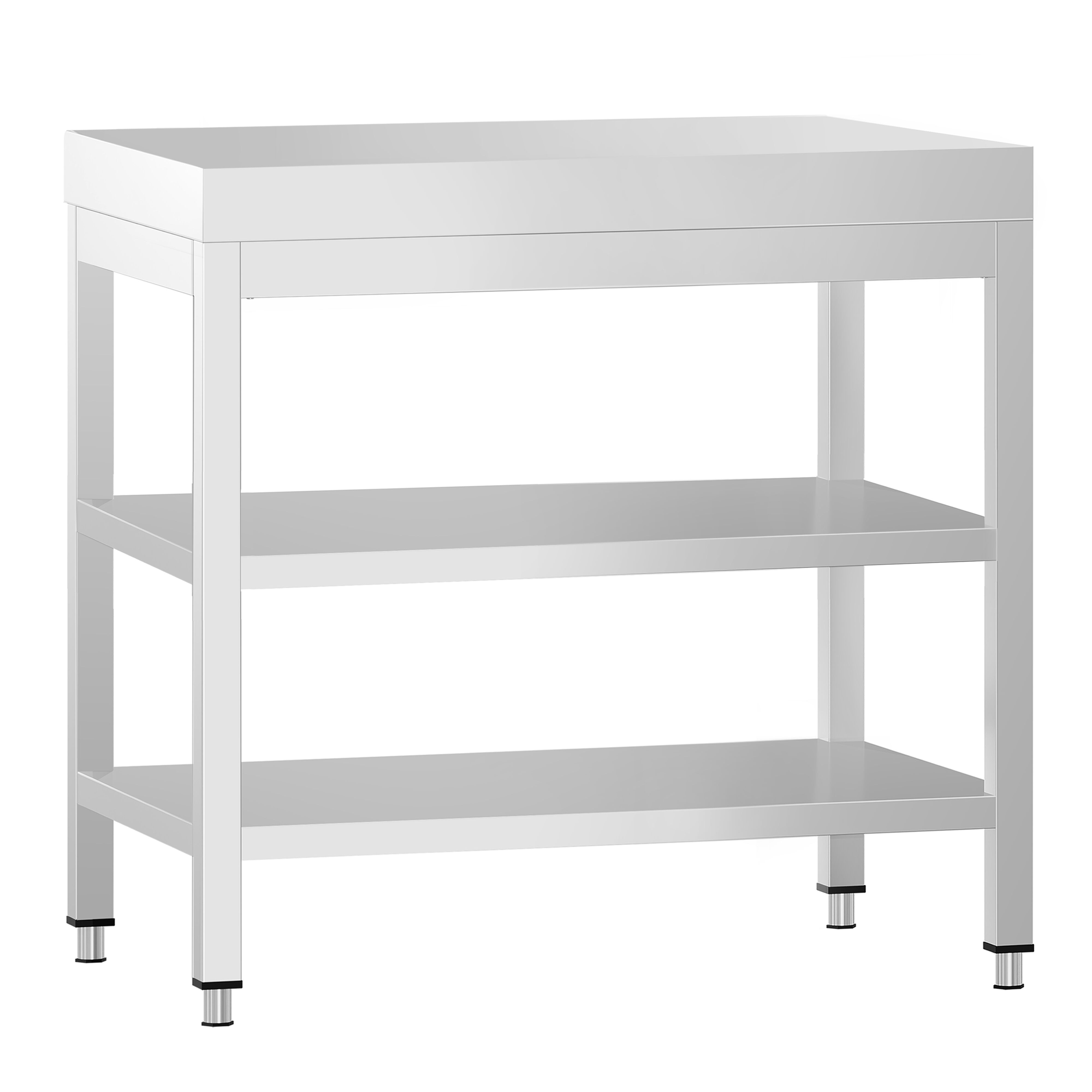 Roostevaba töölaud 600 × 600 mm, 2 alariiulit