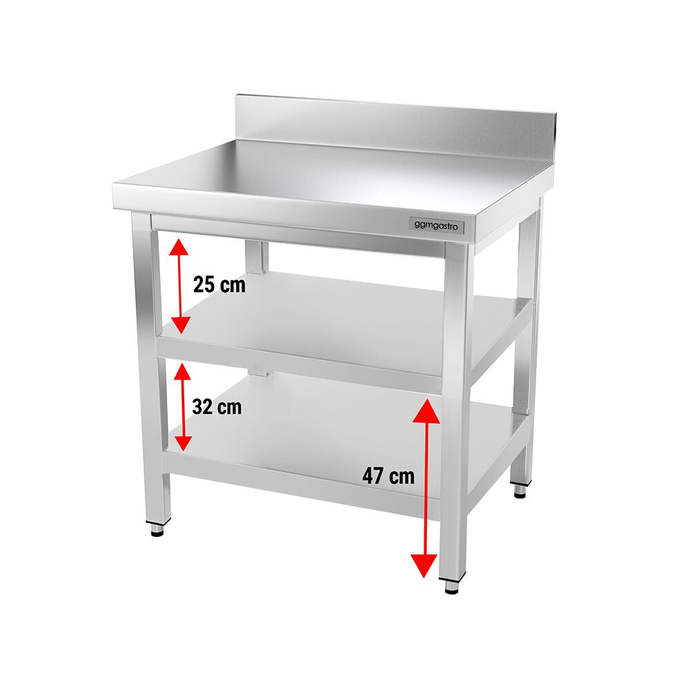 Roostevaba töölaud 600 × 700 mm, tagaservaga