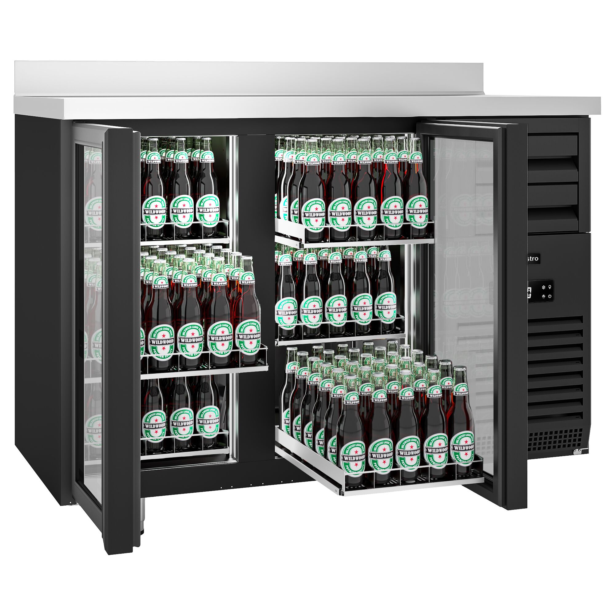 Baarikülmik, 440 L, 2 klaasust ja 6 sahtlit, must