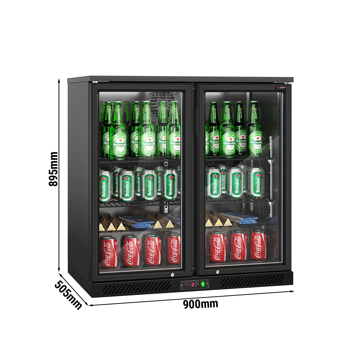 Baarikülmik, 220 L, 2 klaasust, must