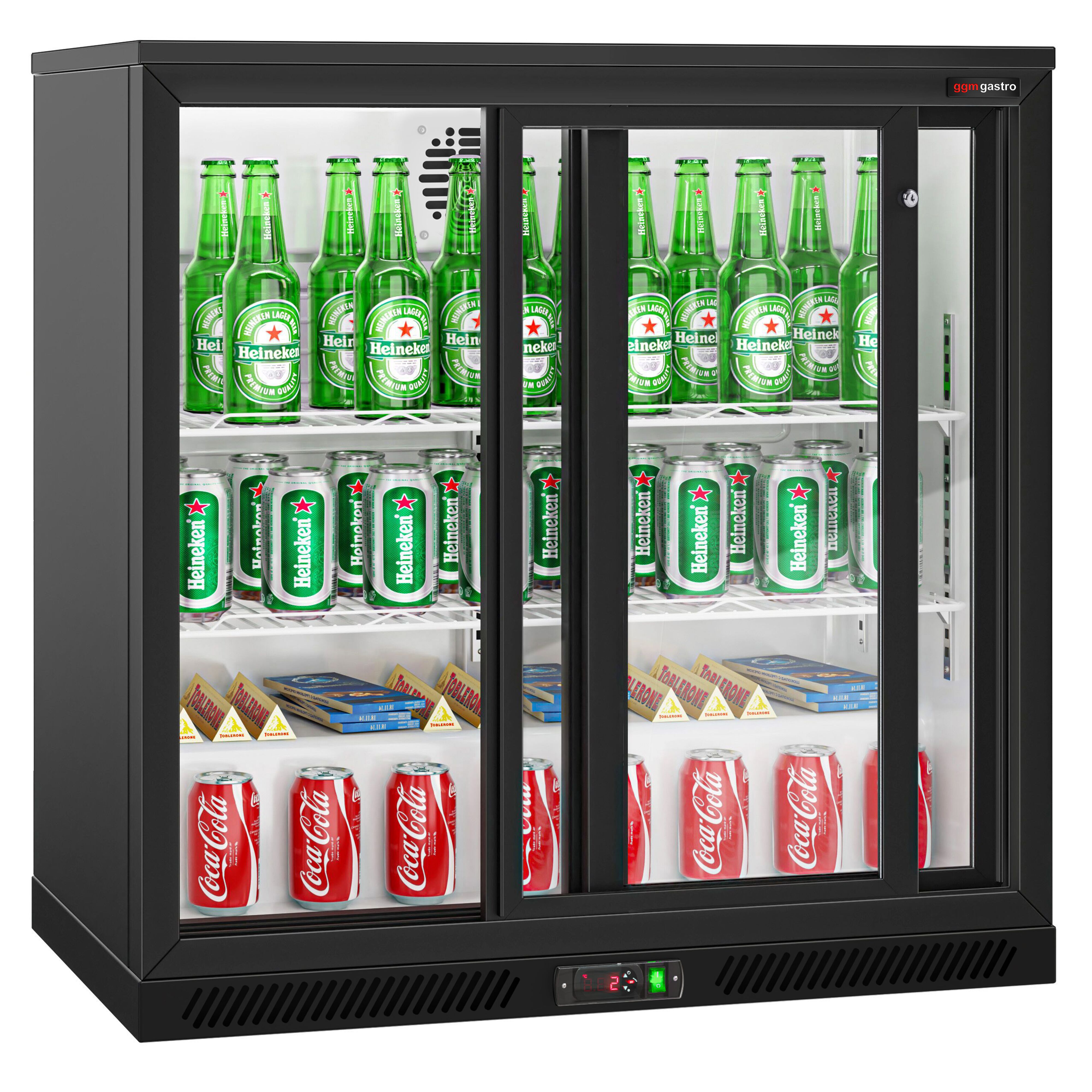 Baarikülmik, 220 L, 2 lükandklaasust, must