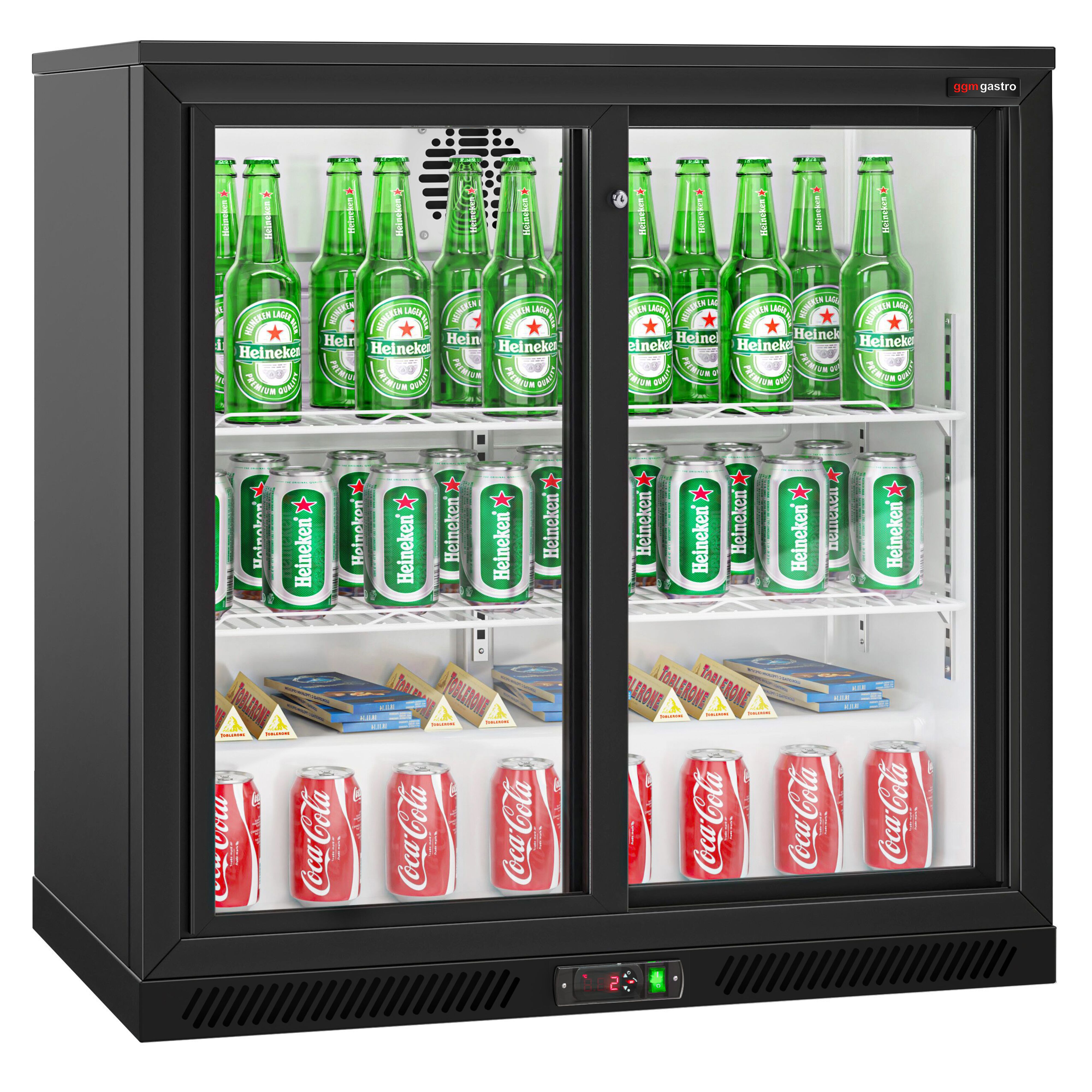 Baarikülmik, 220 L, 2 lükandklaasust, must