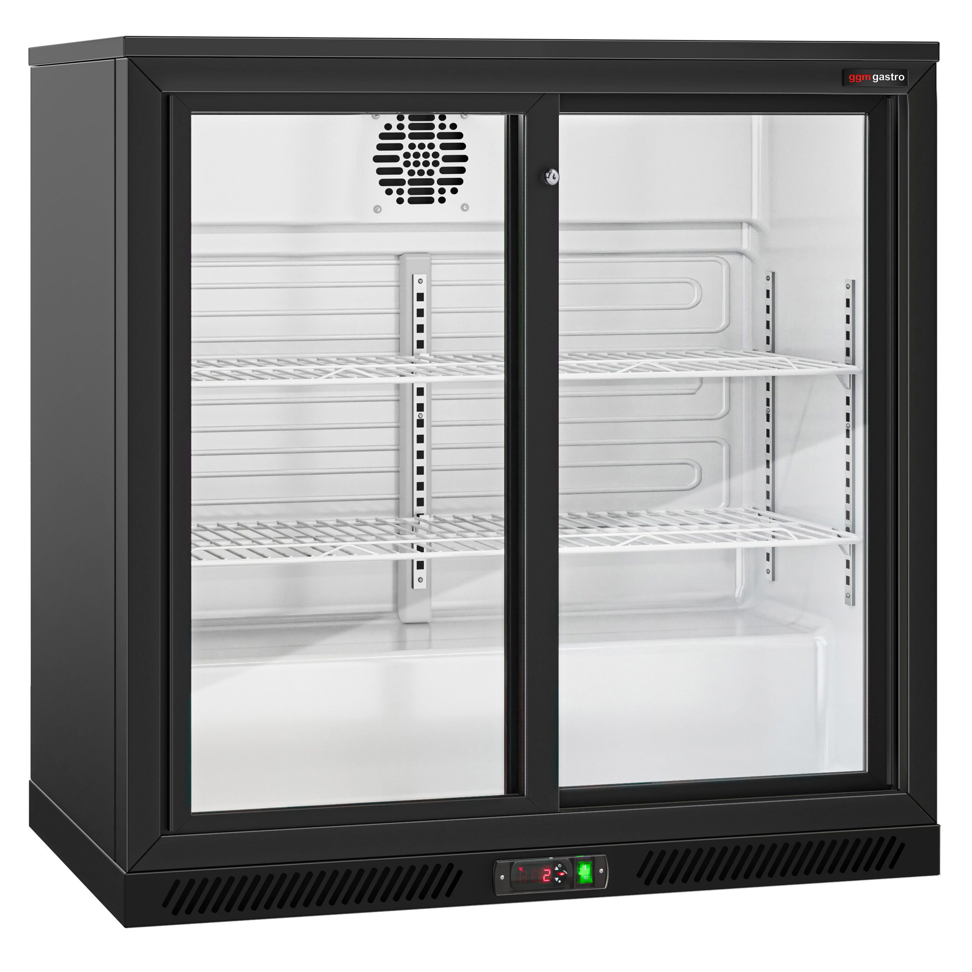 Baarikülmik, 220 L, 2 lükandklaasust, must