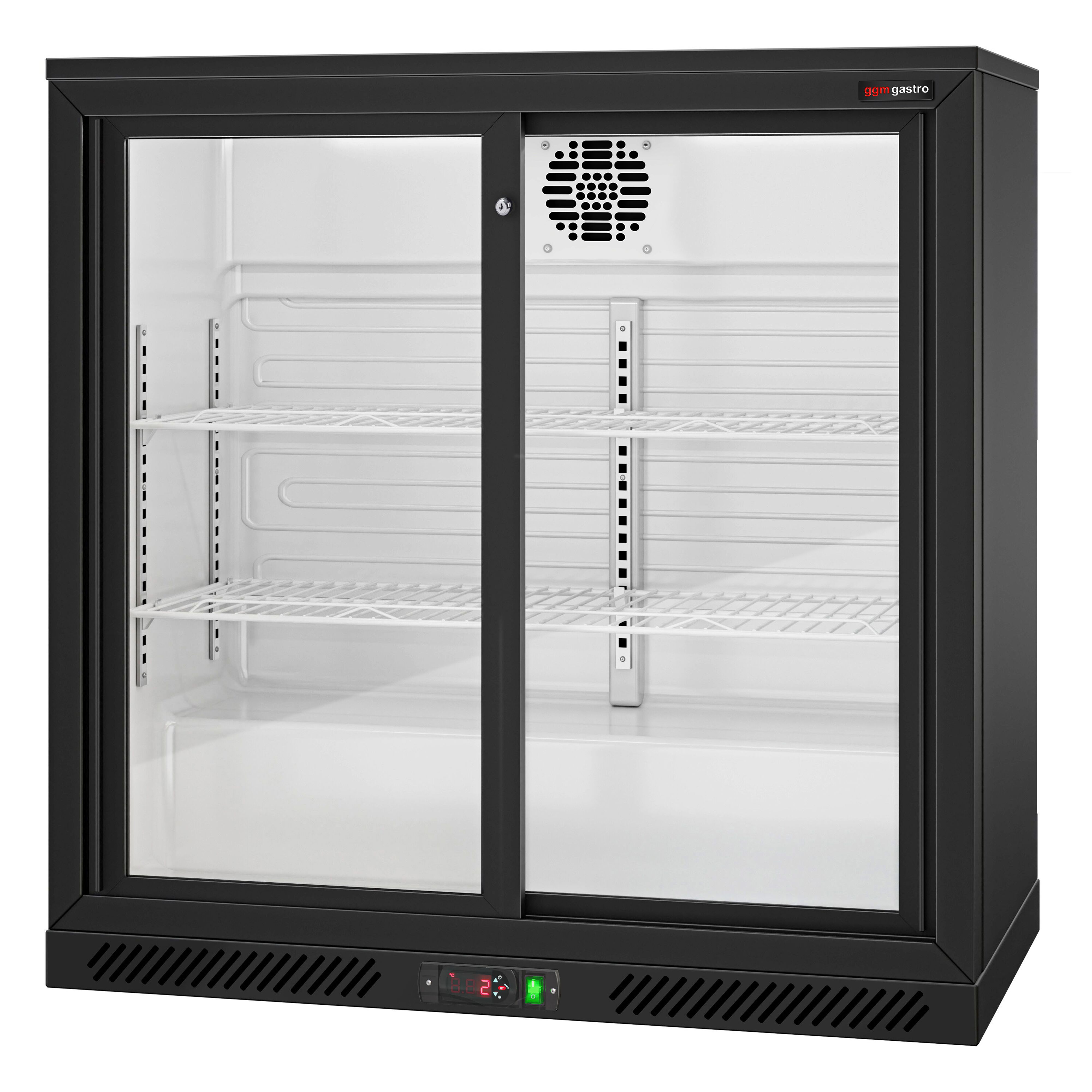 Baarikülmik, 220 L, 2 lükandklaasust, must
