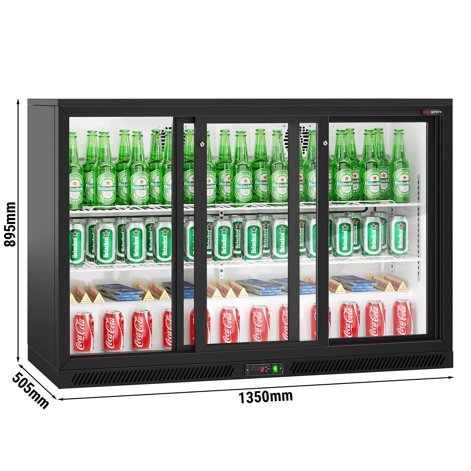 Baarikülmik, 320 L, 3 lükandklaasust, must