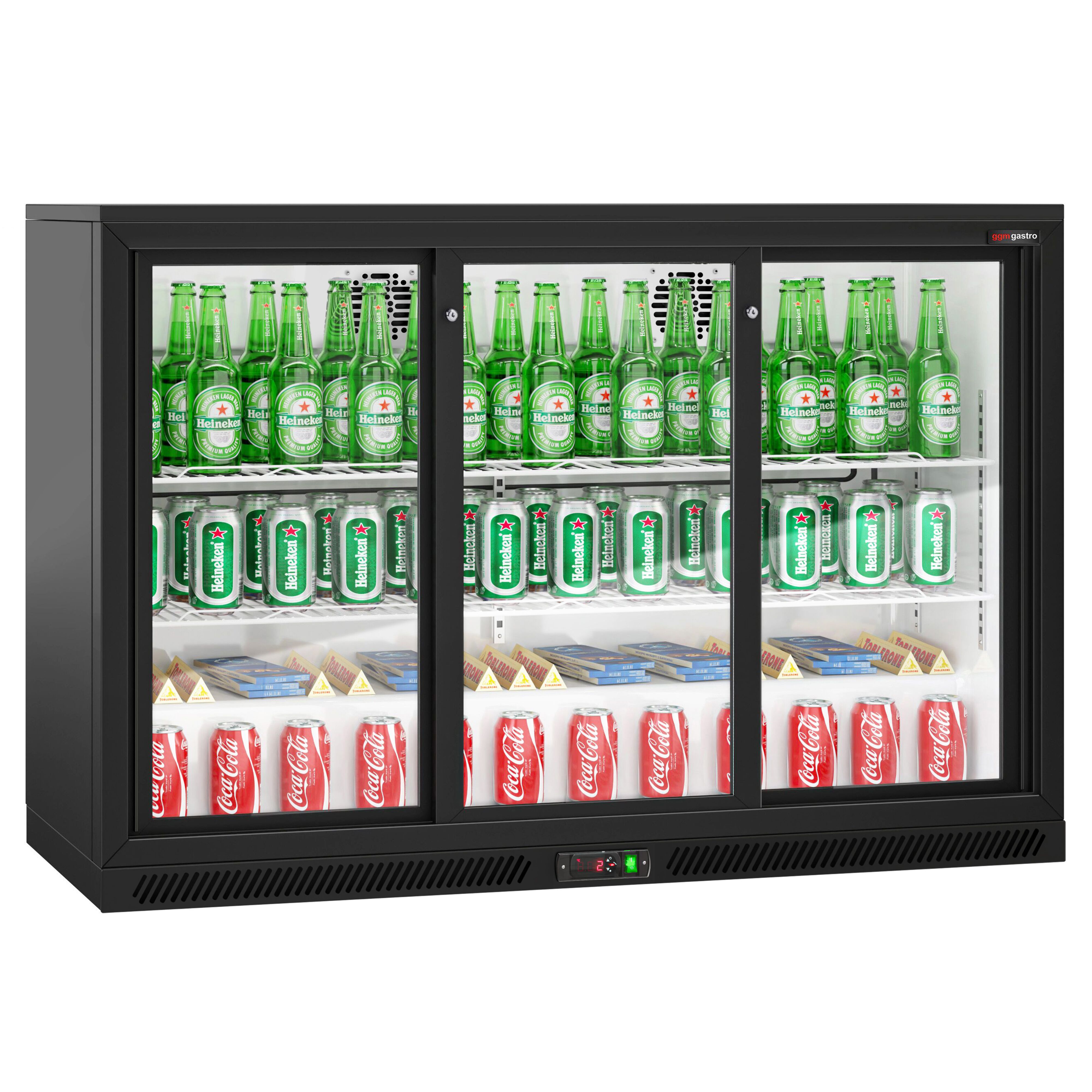 Baarikülmik, 320 L, 3 lükandklaasust, must
