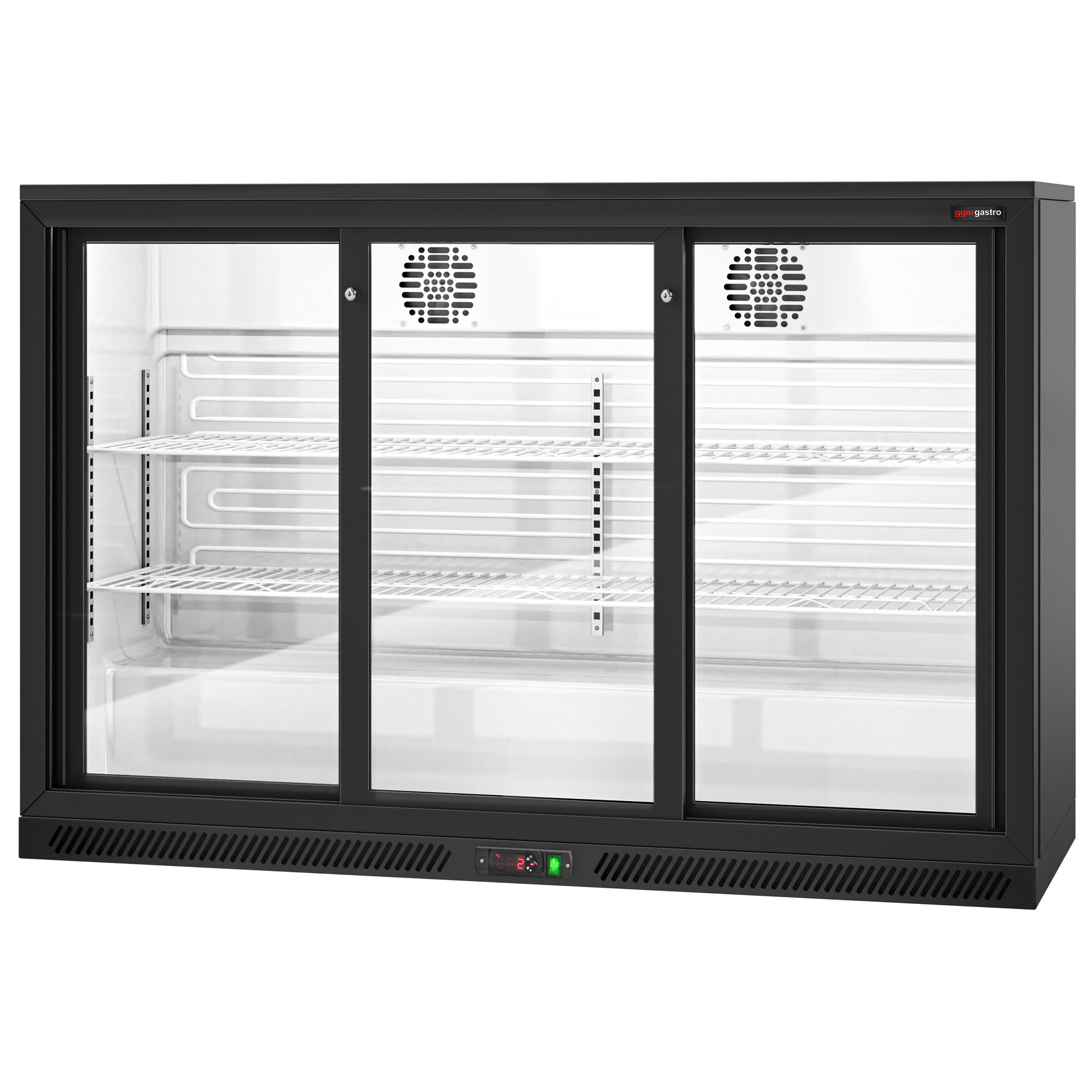 Baarikülmik, 320 L, 3 lükandklaasust, must