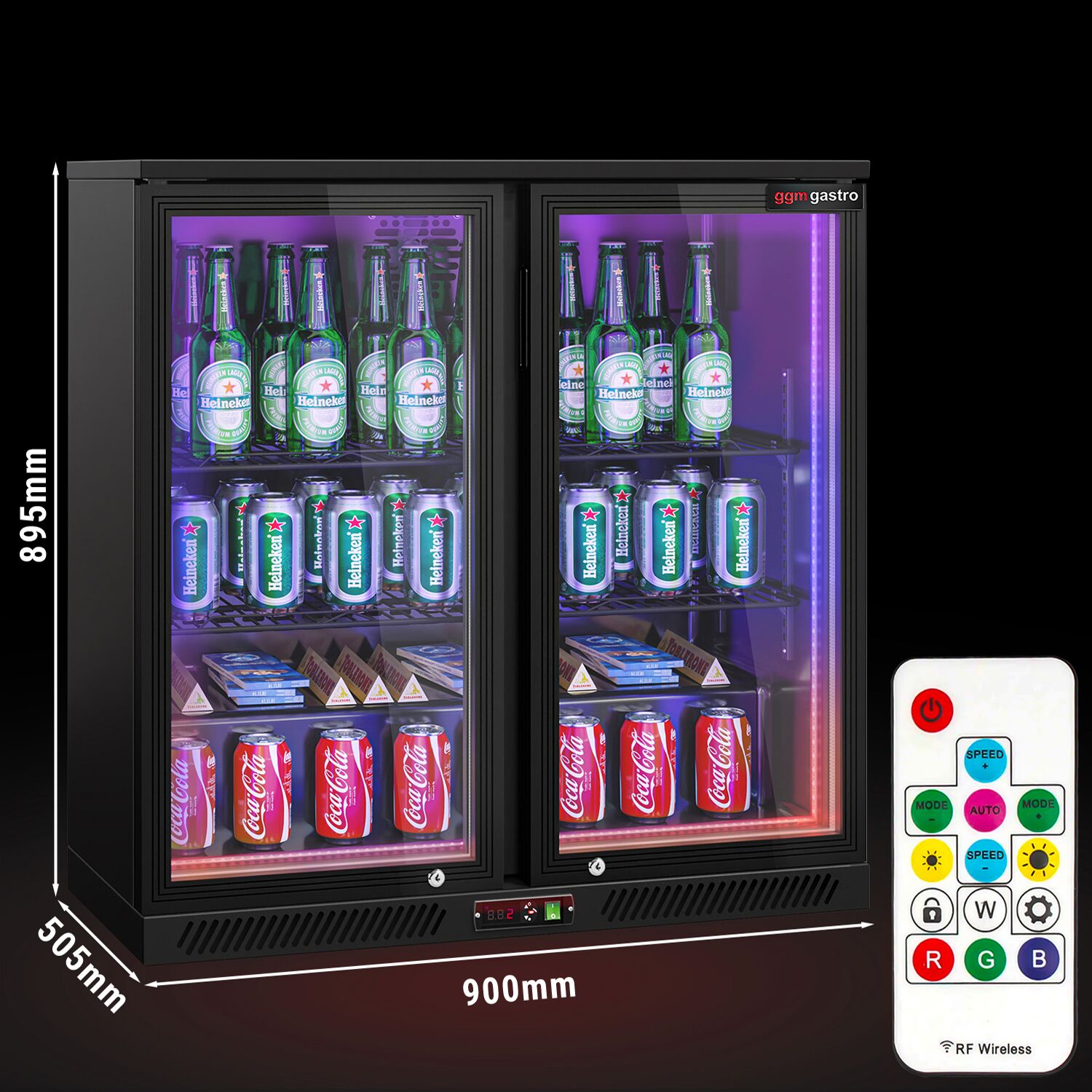 Baarikülmik, 220 L, 2 klaasust, must