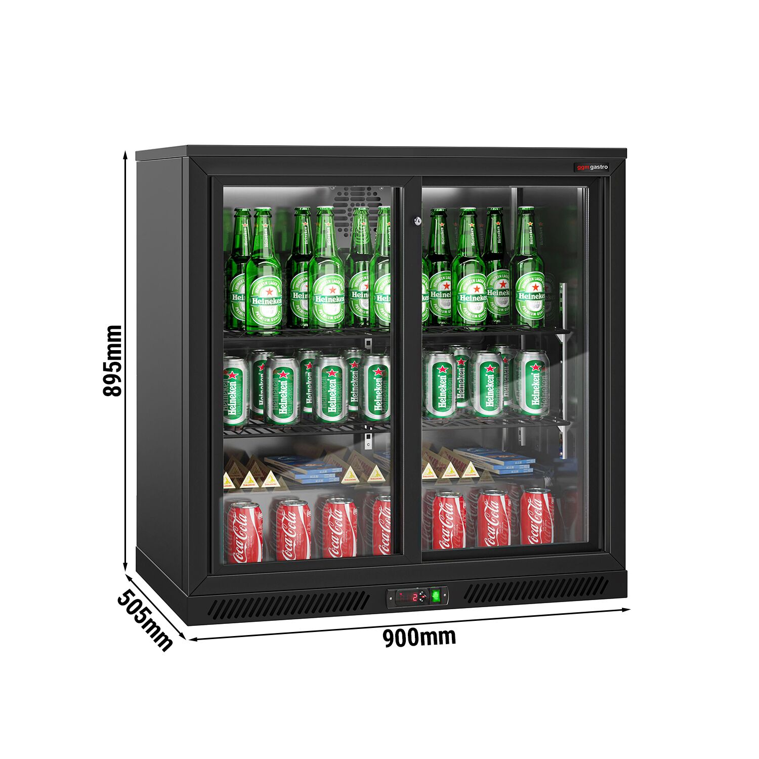 Baarikülmik, 220 L, 2 lükandklaasust, must