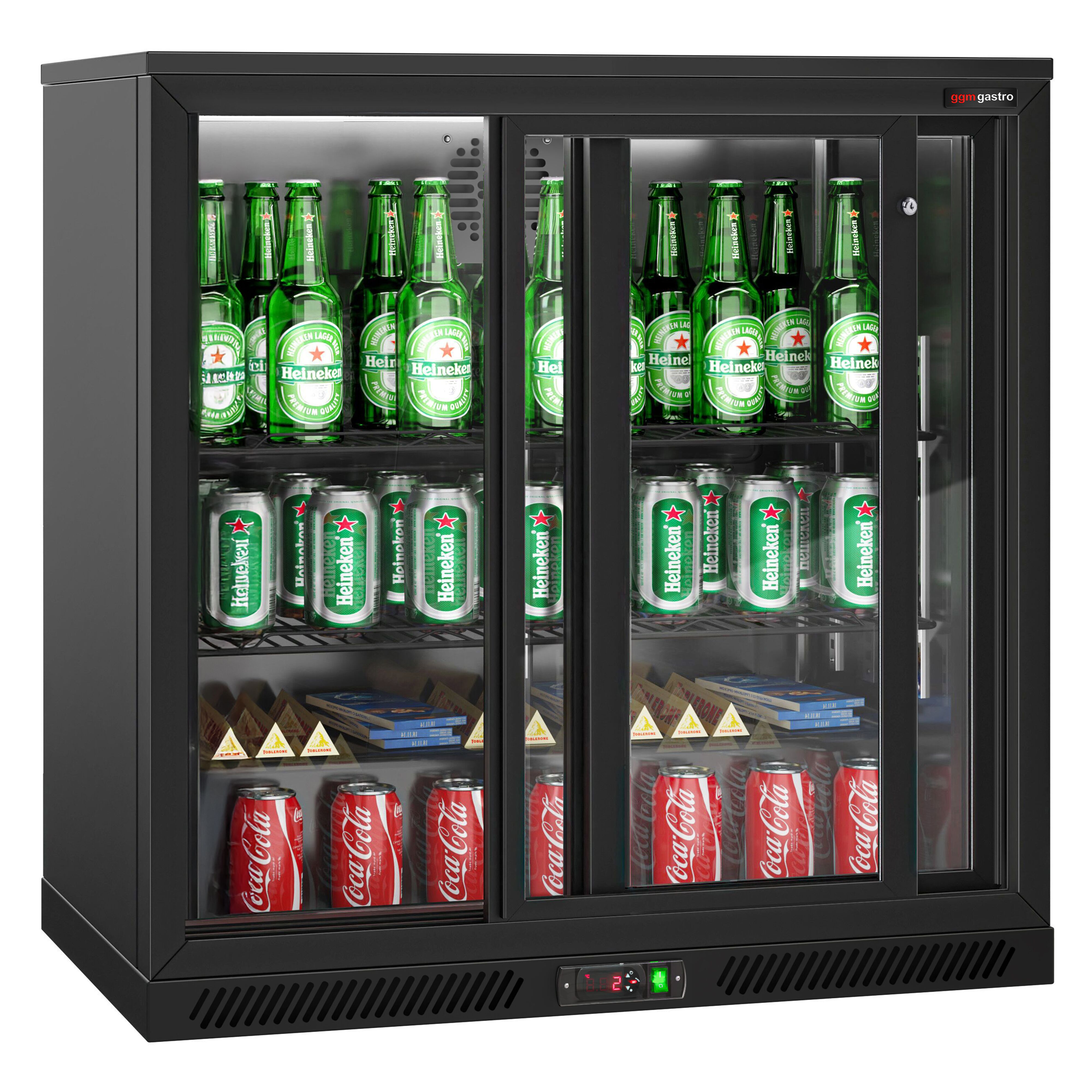 Baarikülmik, 220 L, 2 lükandklaasust, must