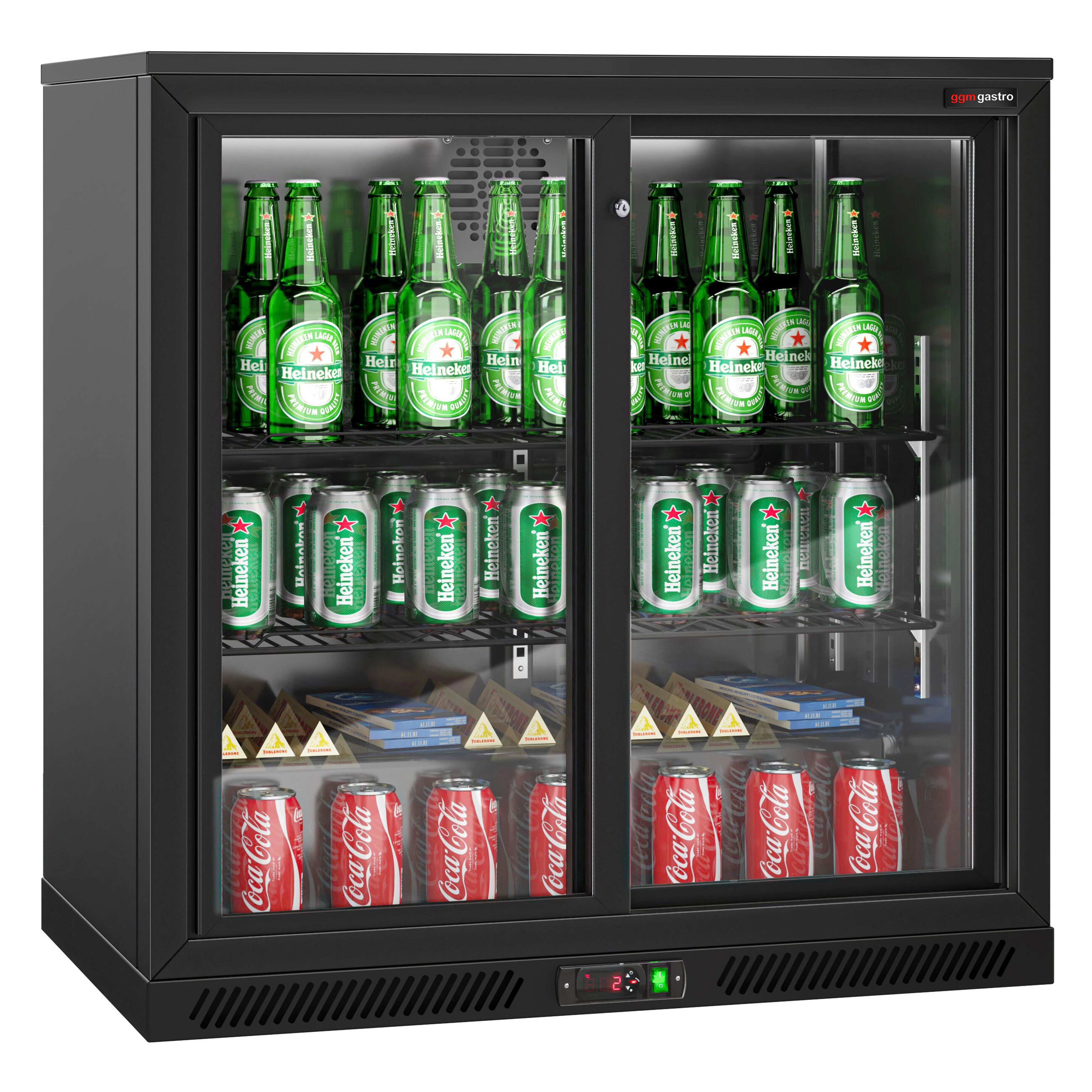 Baarikülmik, 220 L, 2 lükandklaasust, must