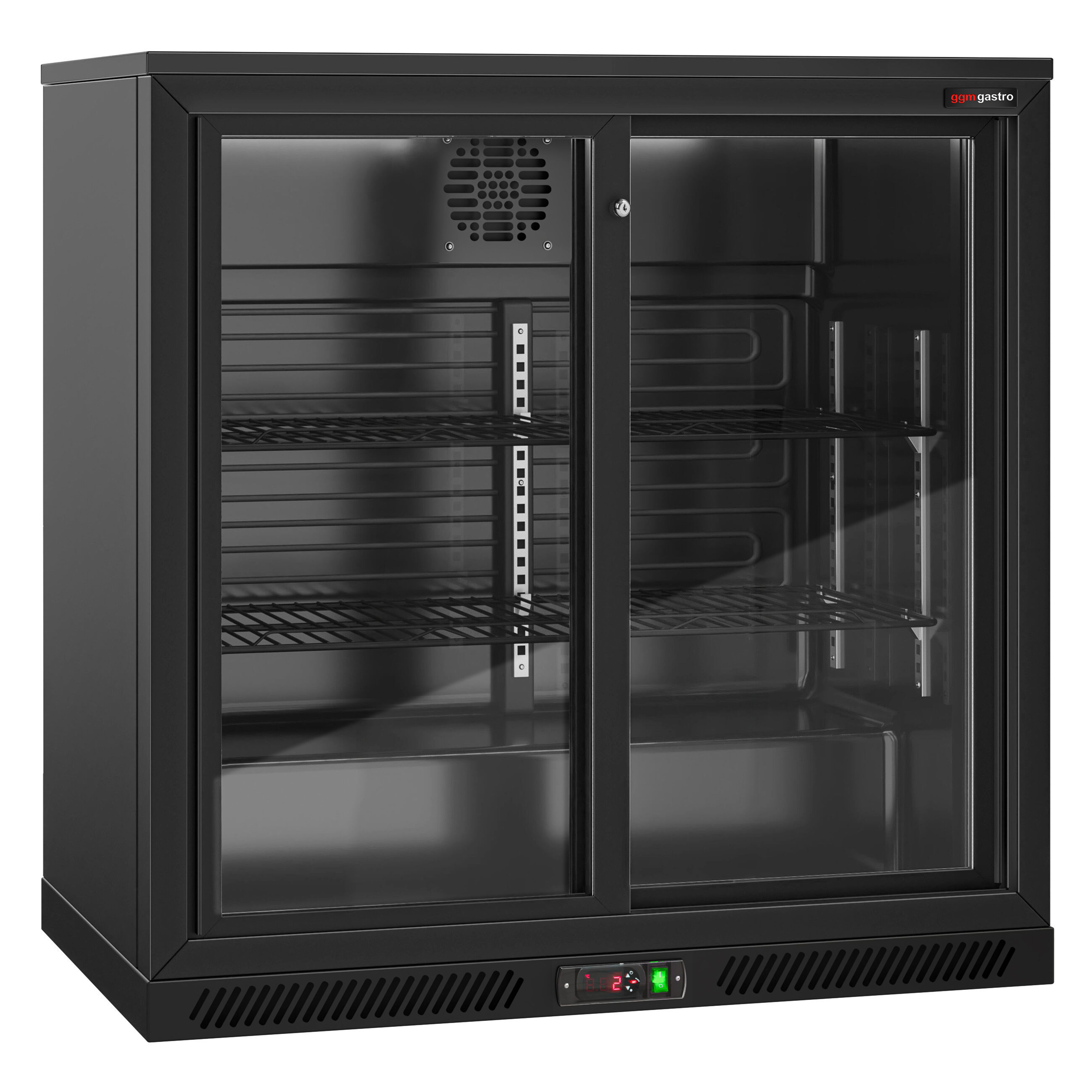 Baarikülmik, 220 L, 2 lükandklaasust, must