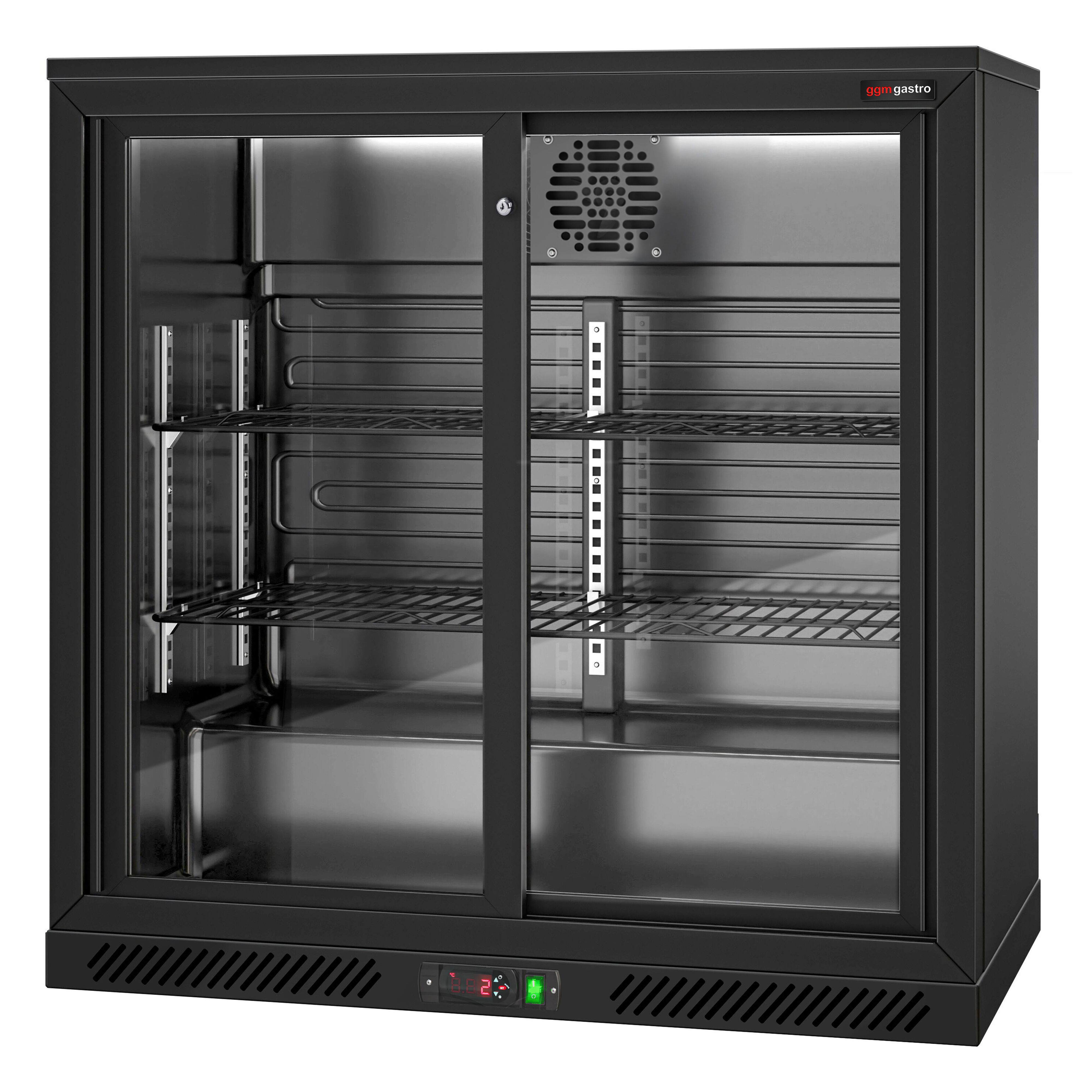 Baarikülmik, 220 L, 2 lükandklaasust, must