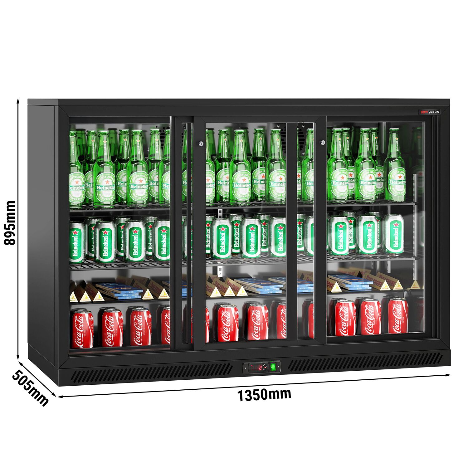 Baarikülmik, 320 L, 3 lükandklaasust, must
