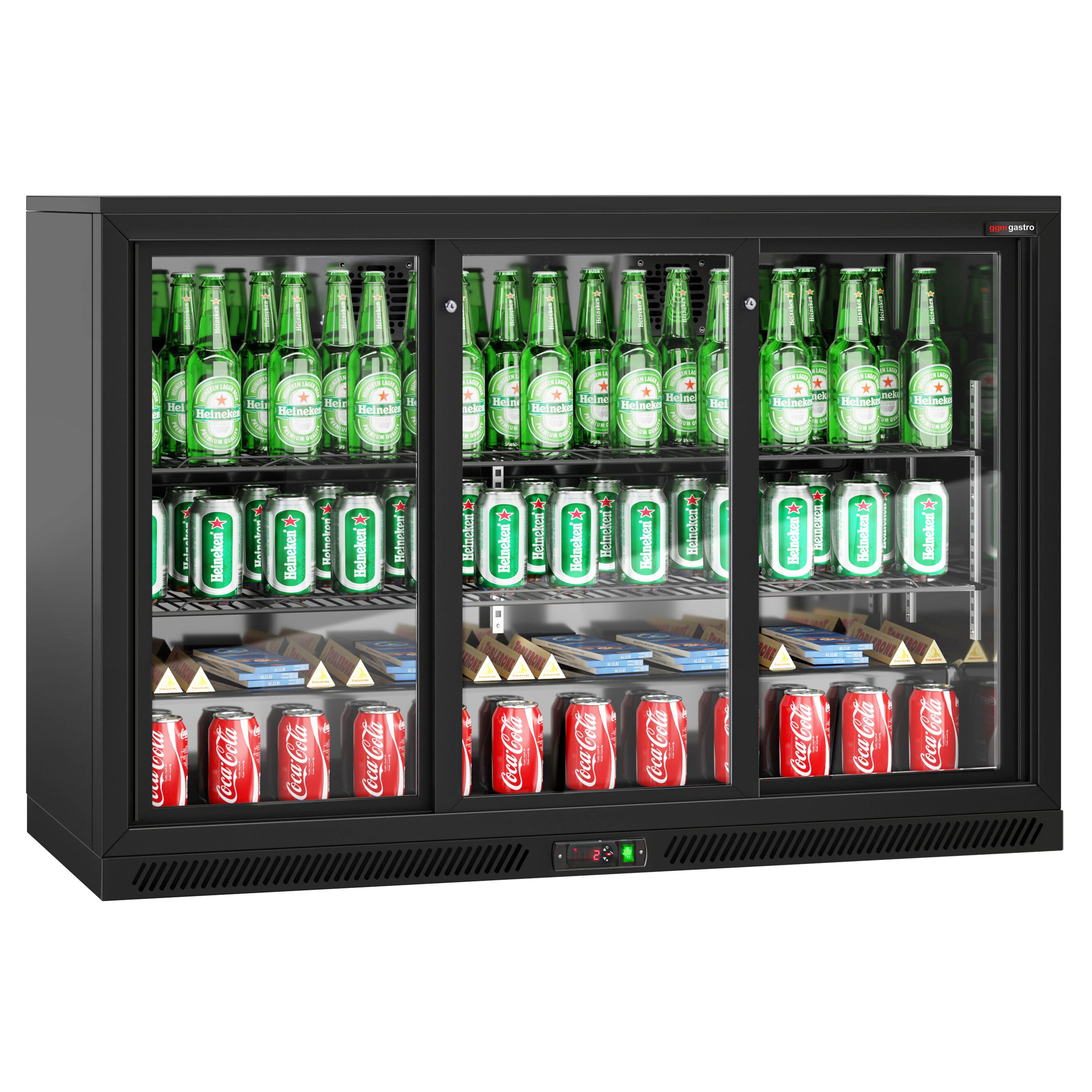 Baarikülmik, 320 L, 3 lükandklaasust, must