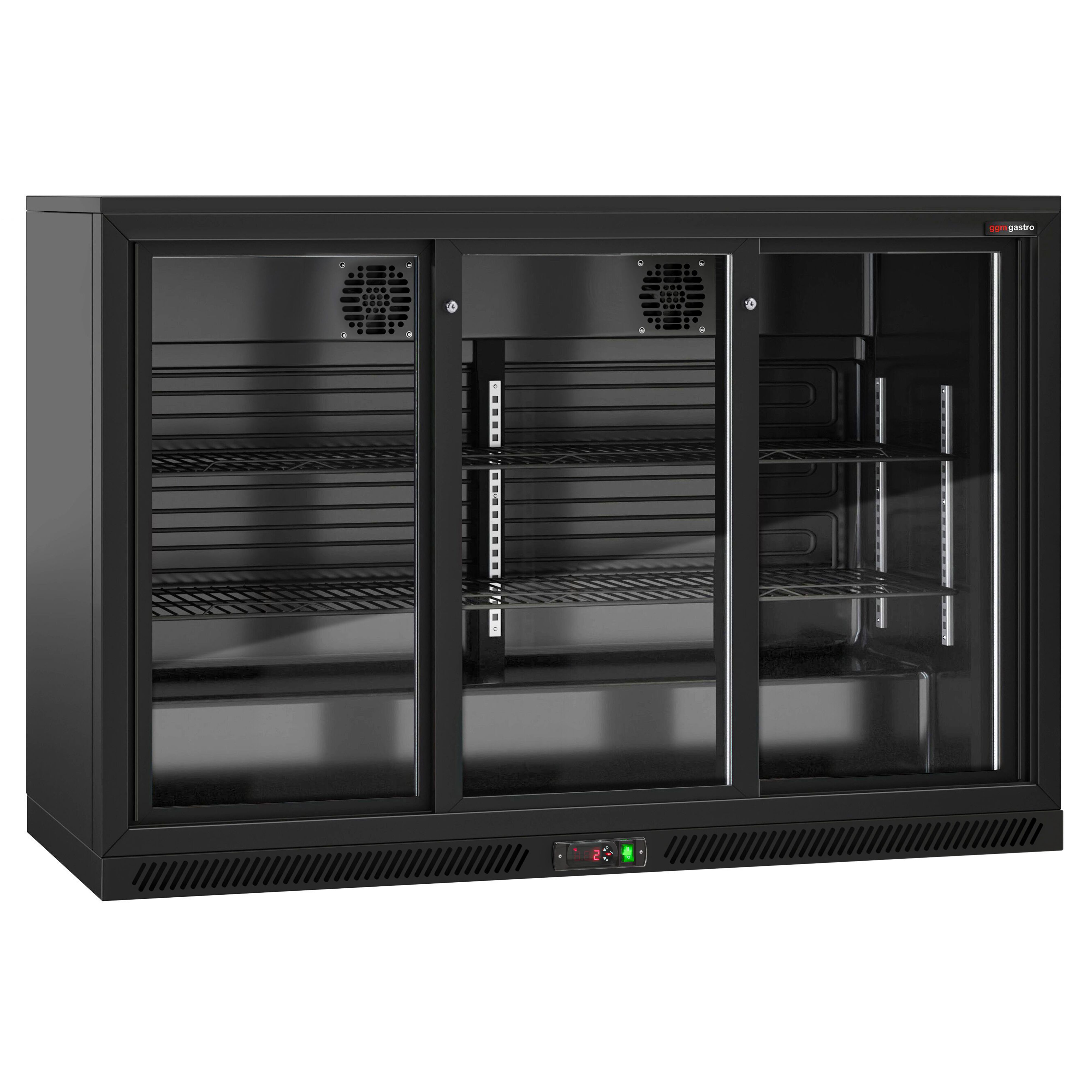 Baarikülmik, 320 L, 3 lükandklaasust, must