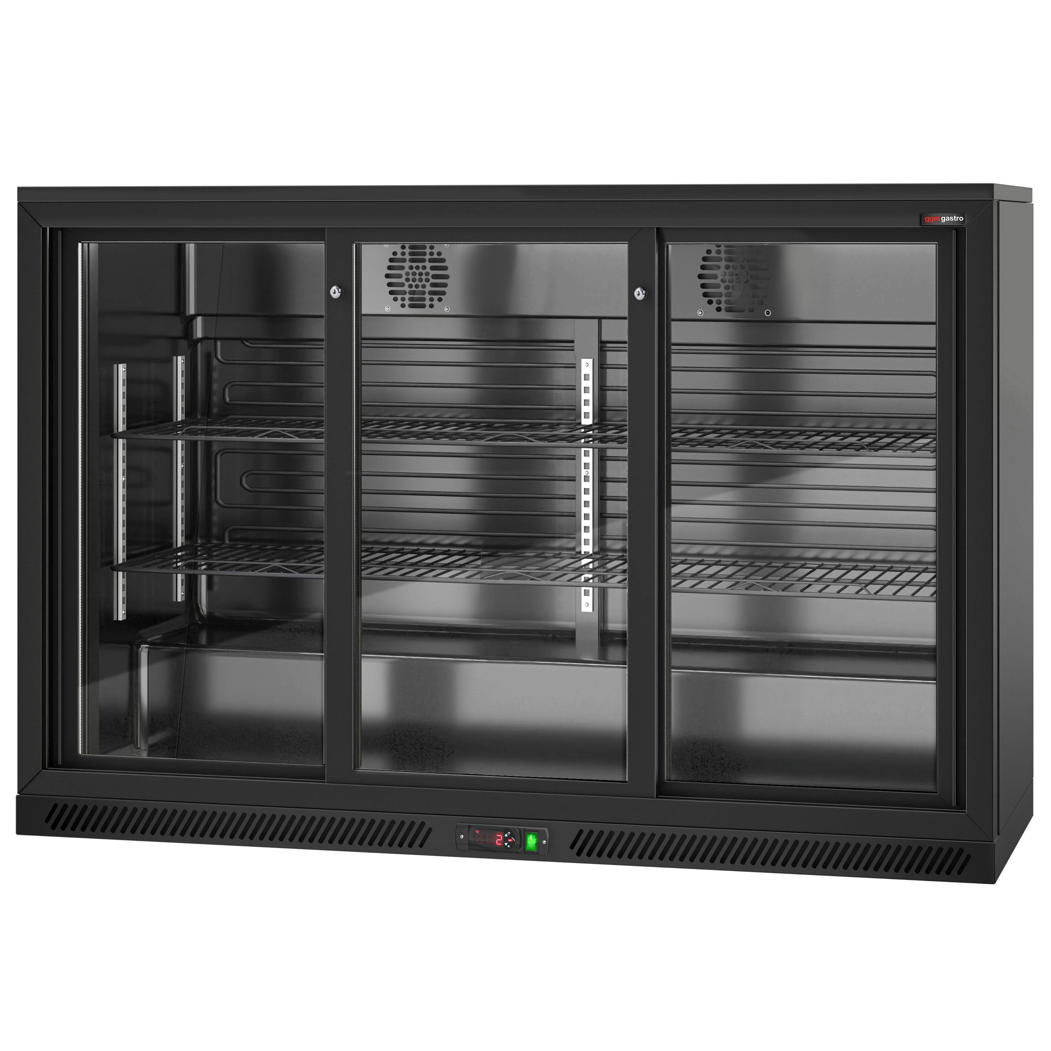 Baarikülmik, 320 L, 3 lükandklaasust, must