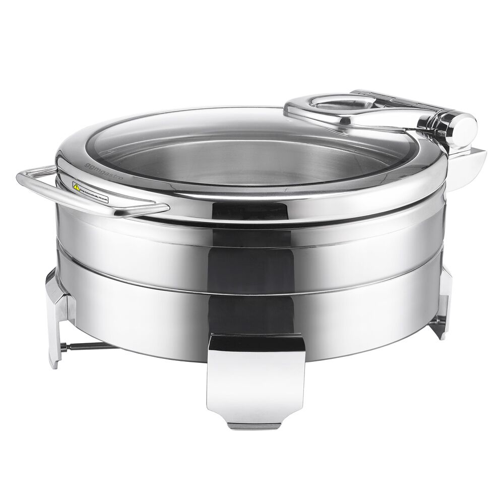 Chafing dish, ümmargune, klaaskaanega