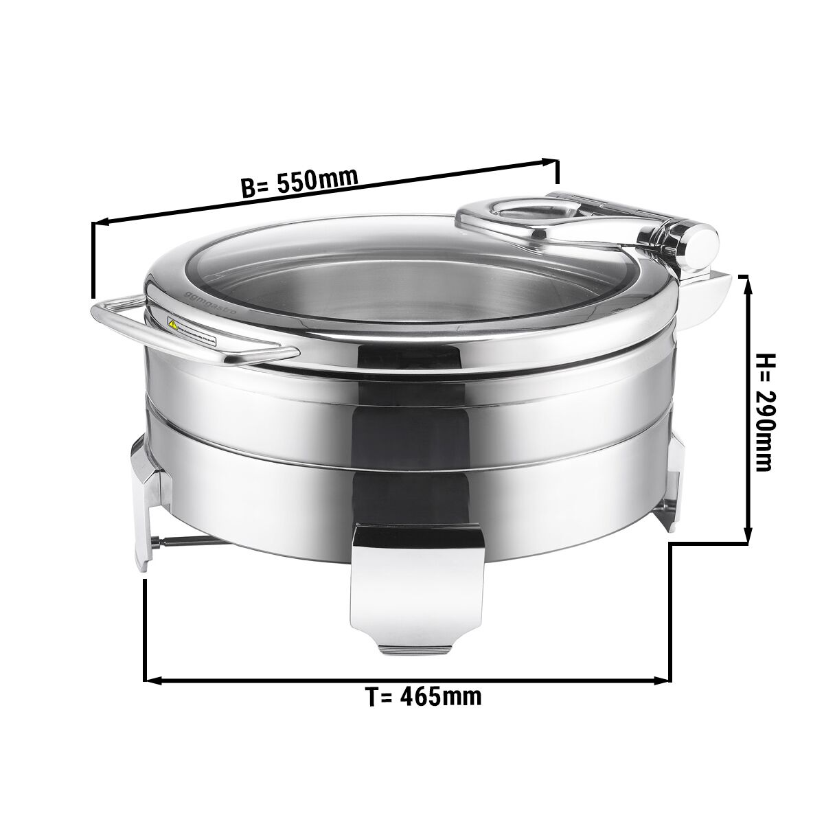 Chafing dish, ümmargune, klaaskaanega