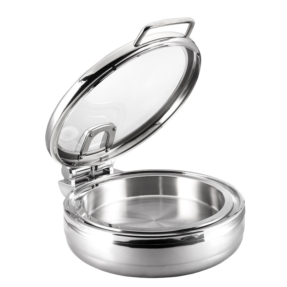 Chafing dish, ümmargune, klaaskaanega