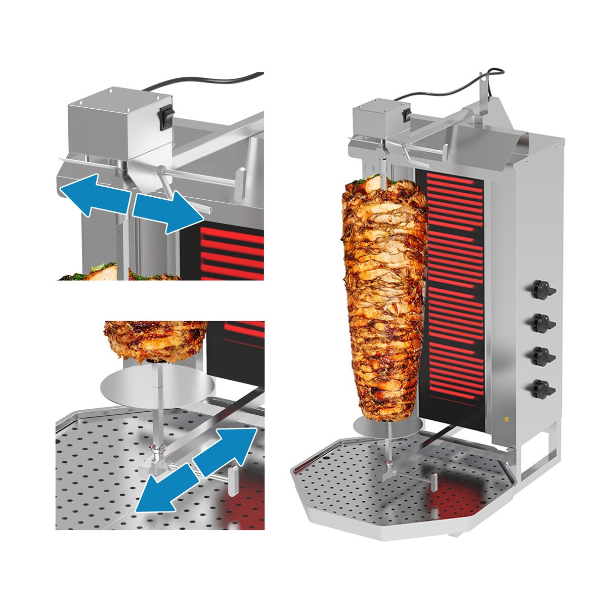 Elektriline kebabigrill 3 põletiga