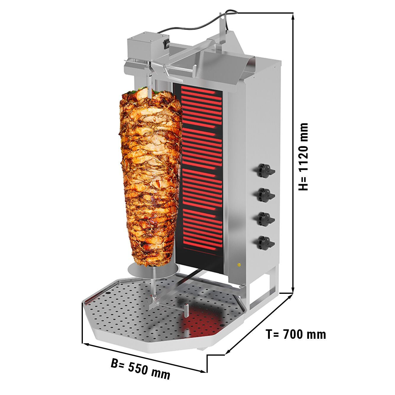 Elektriline kebabigrill 4 põletiga