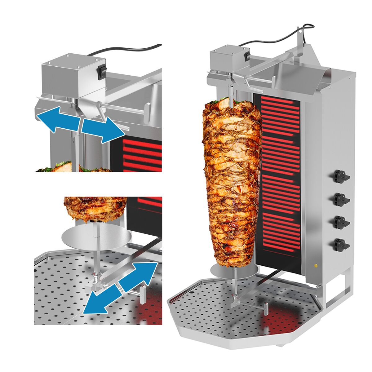 Elektriline kebabigrill 4 põletiga