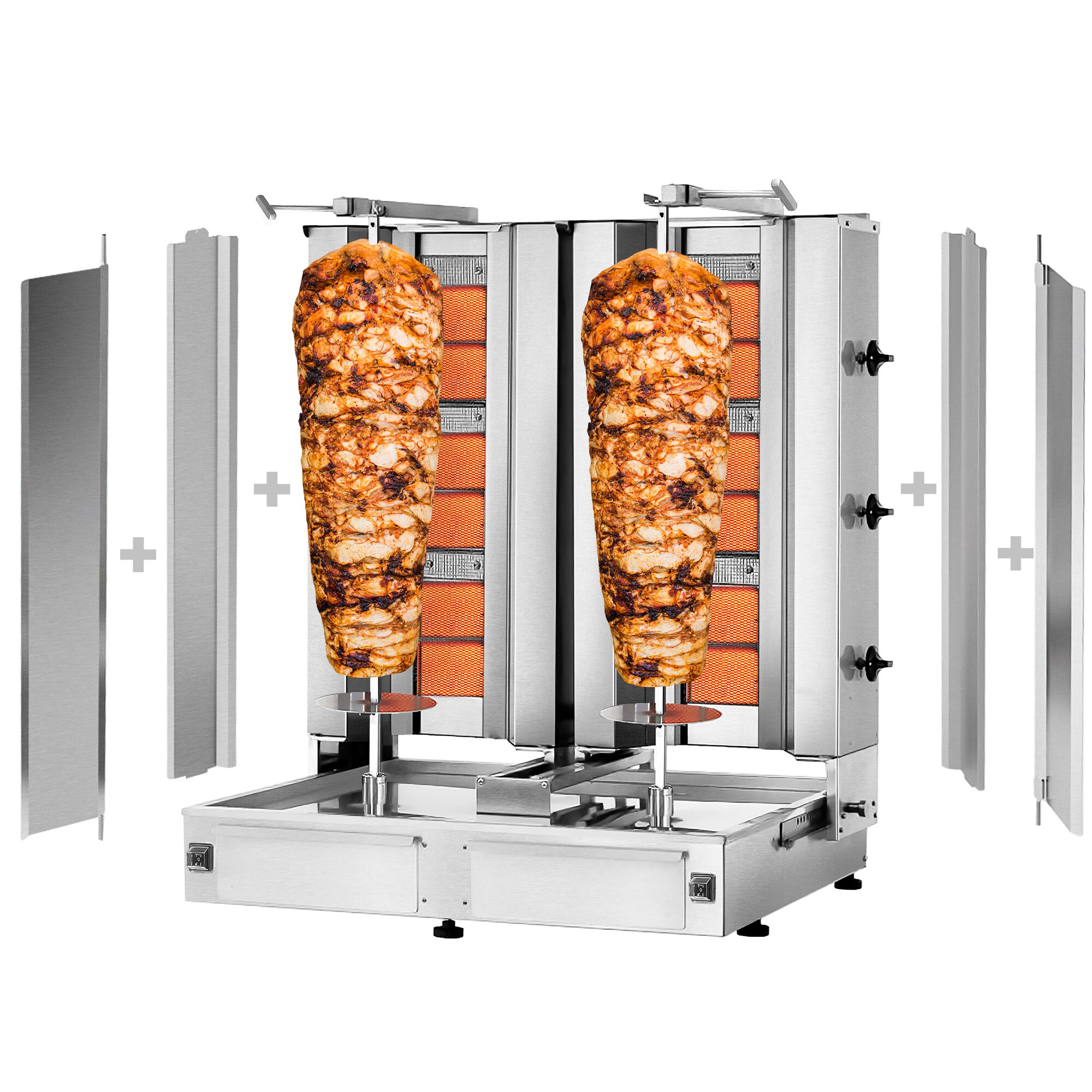 Topelt gaasikebabigrill 2×3 põletit