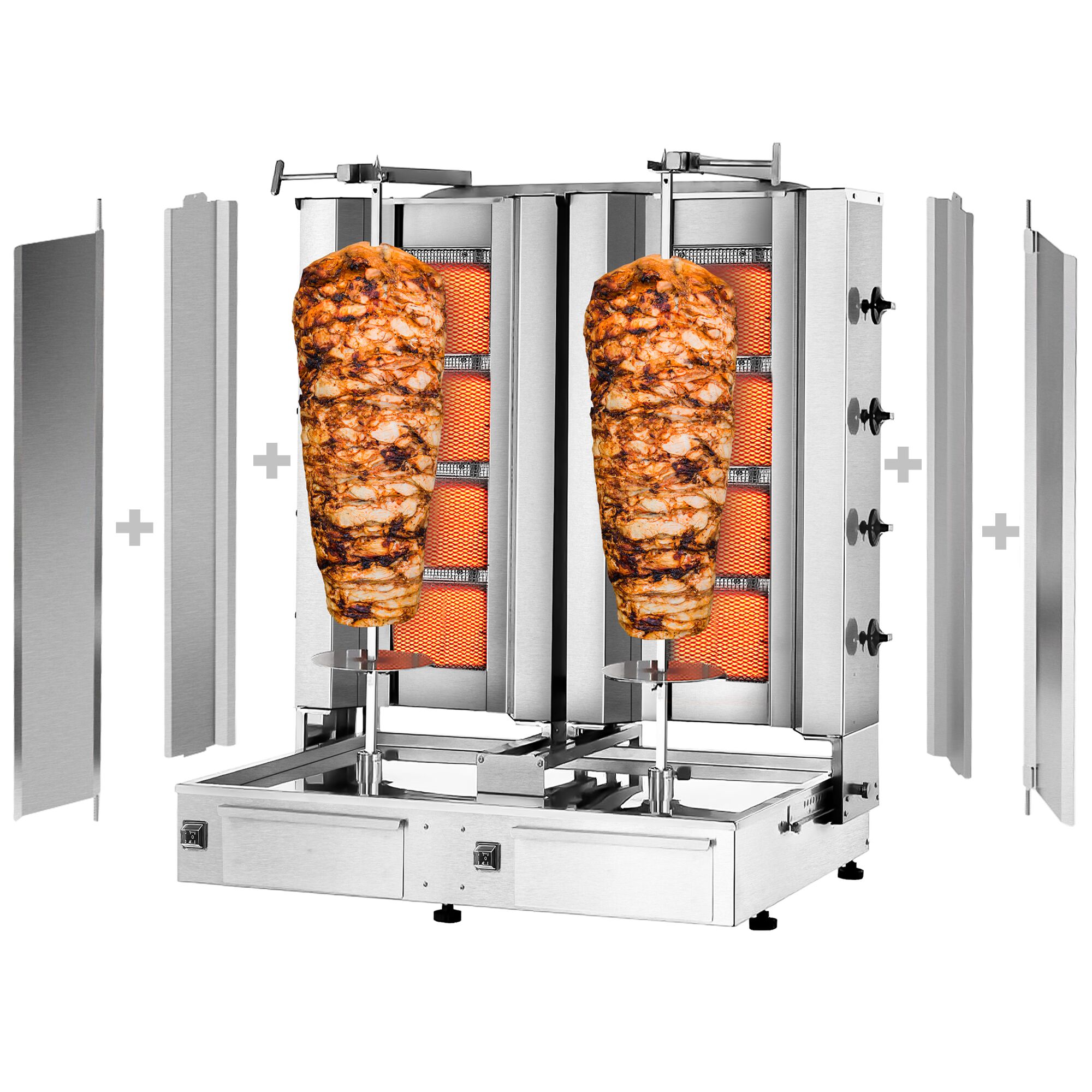 Topelt gaasikebabigrill 2×4 põletit