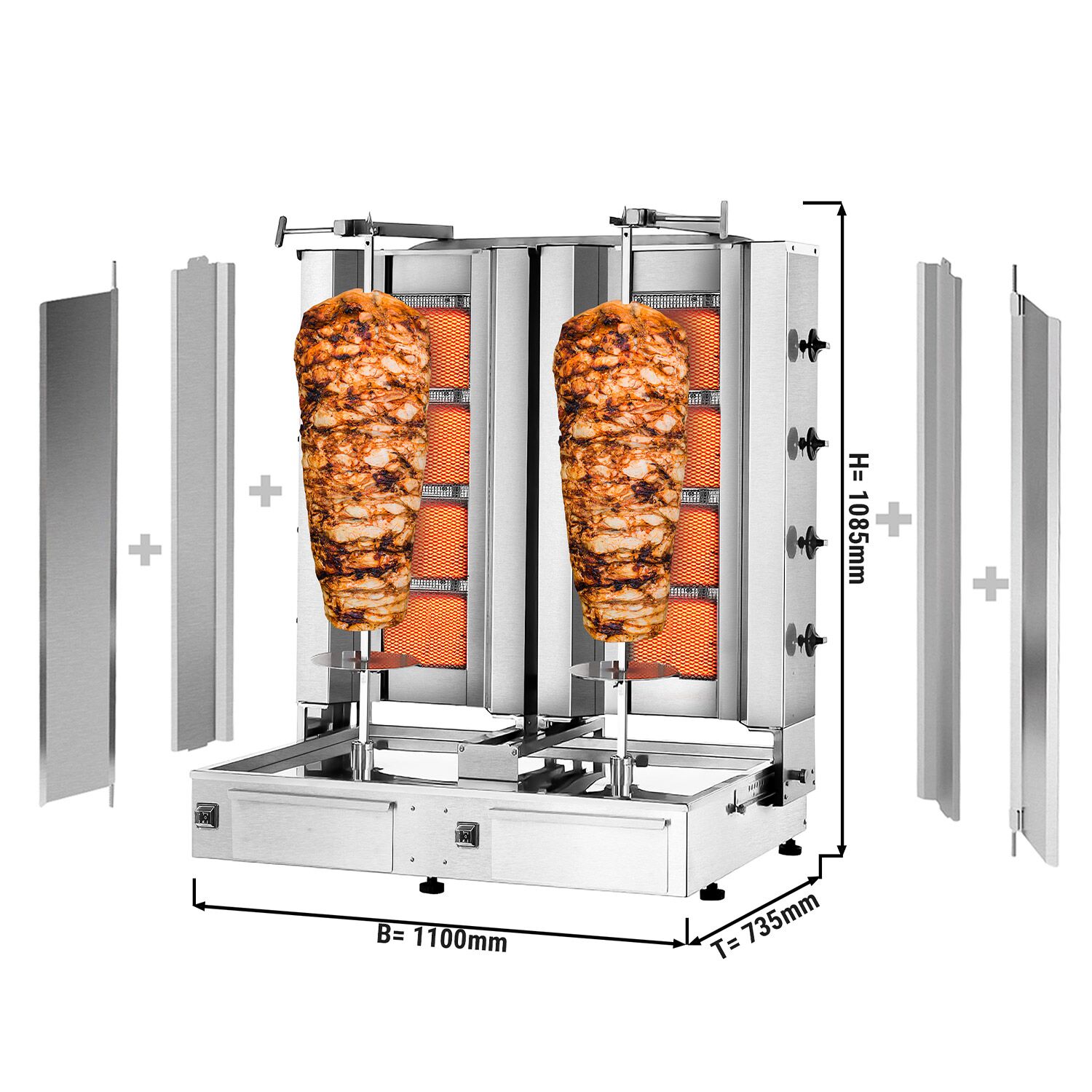 Topelt gaasikebabigrill 2×4 põletit