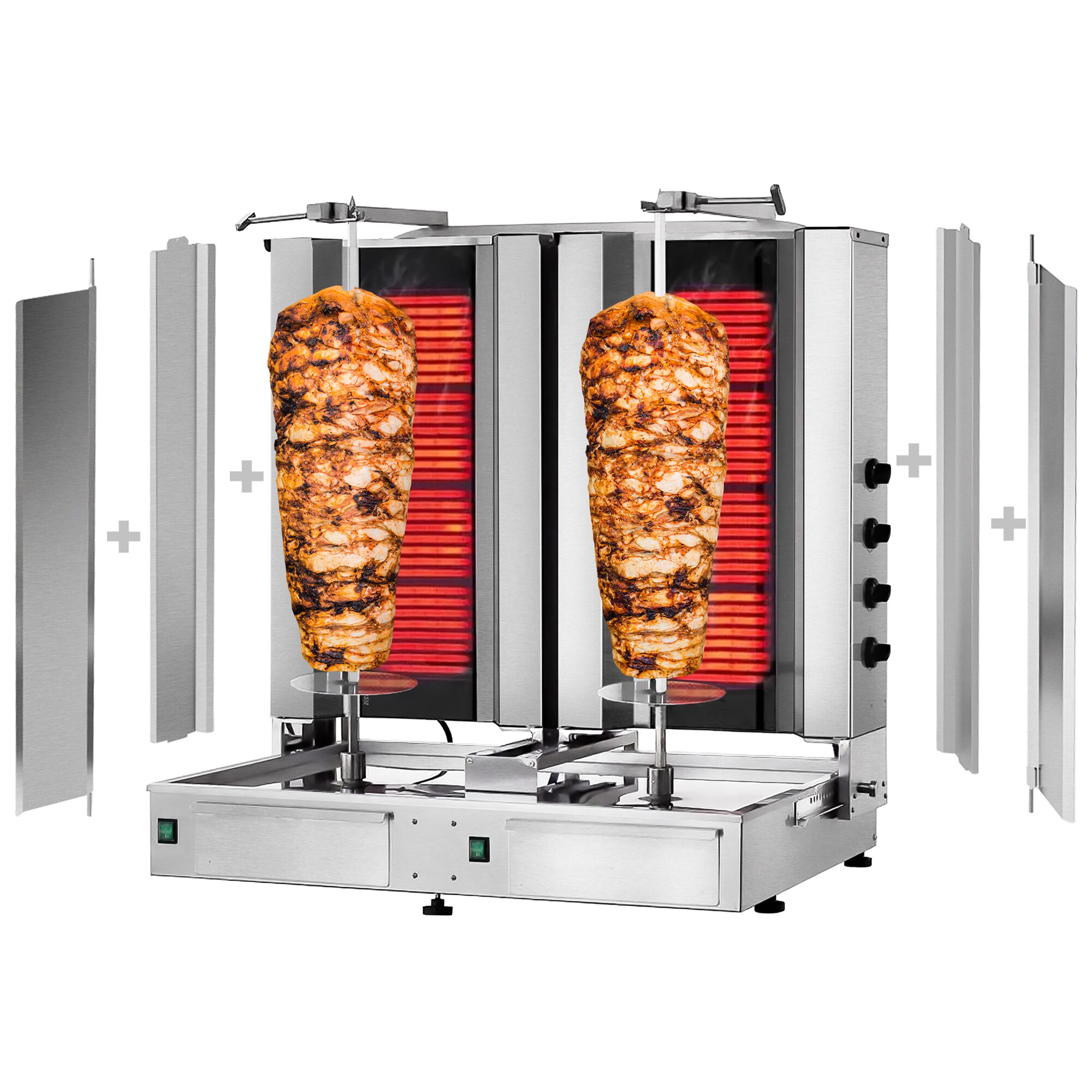 Topelt kebabigrill 2×4 põletit