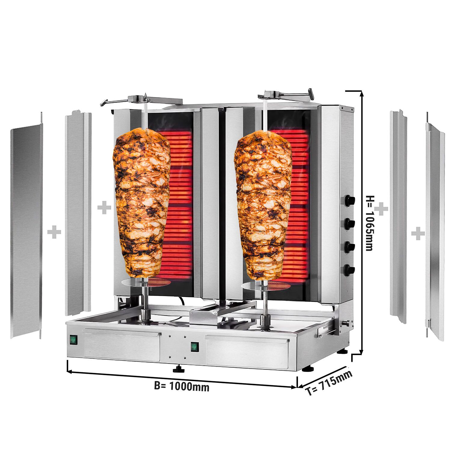 Topelt kebabigrill 2×4 põletit