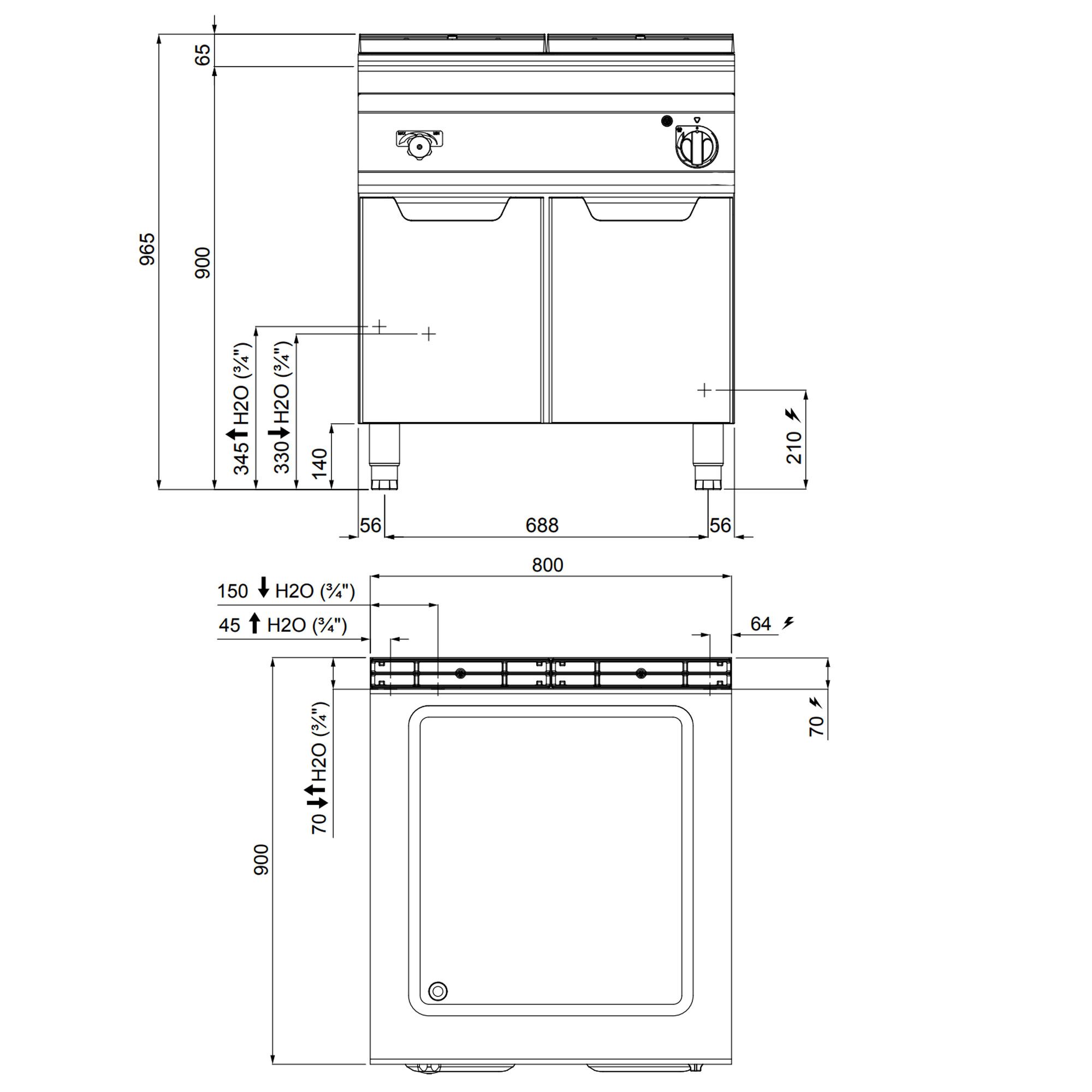 Elektriline bain-marie 2×GN1/1+GN1/3