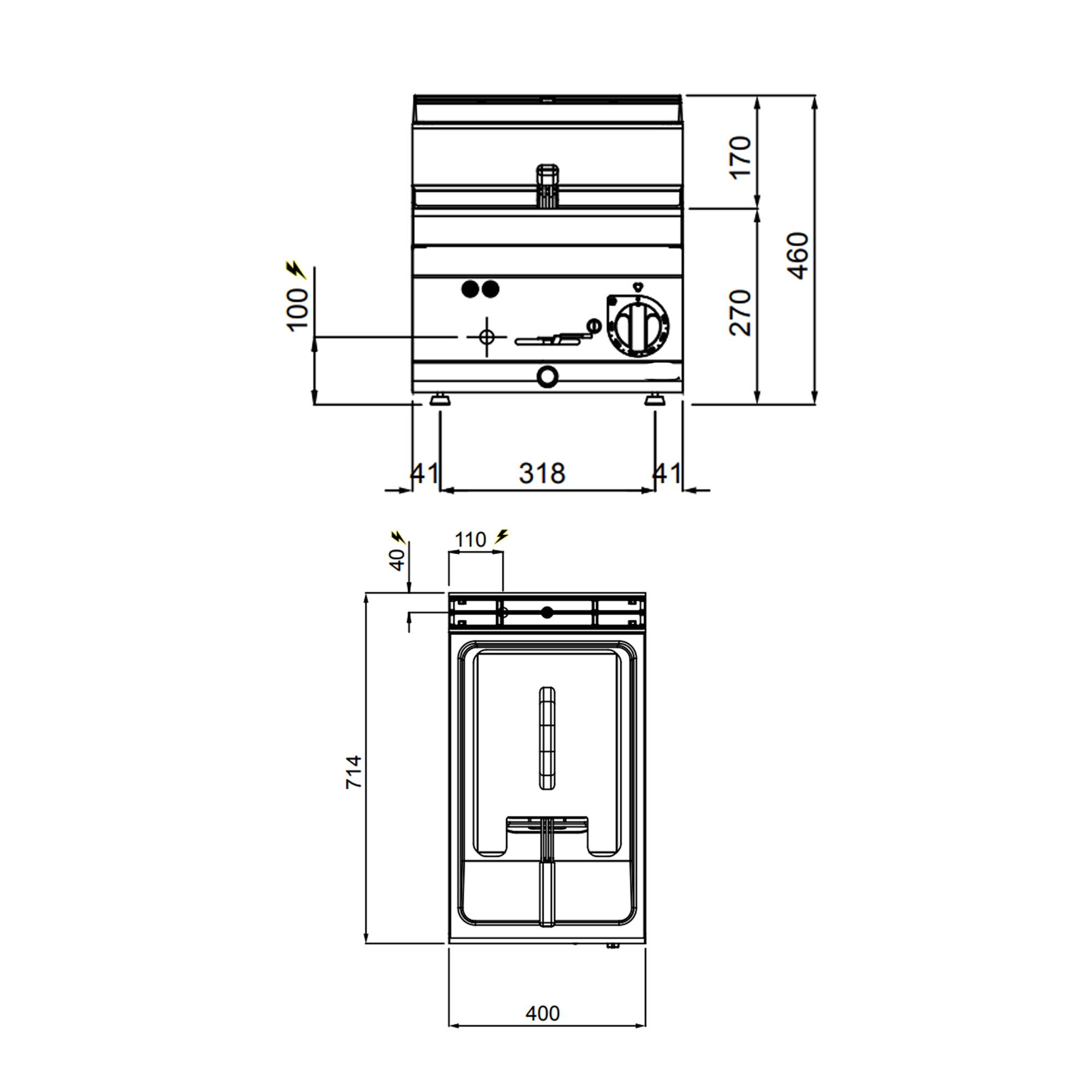 Elektrifritüür 10 l, 9 kW