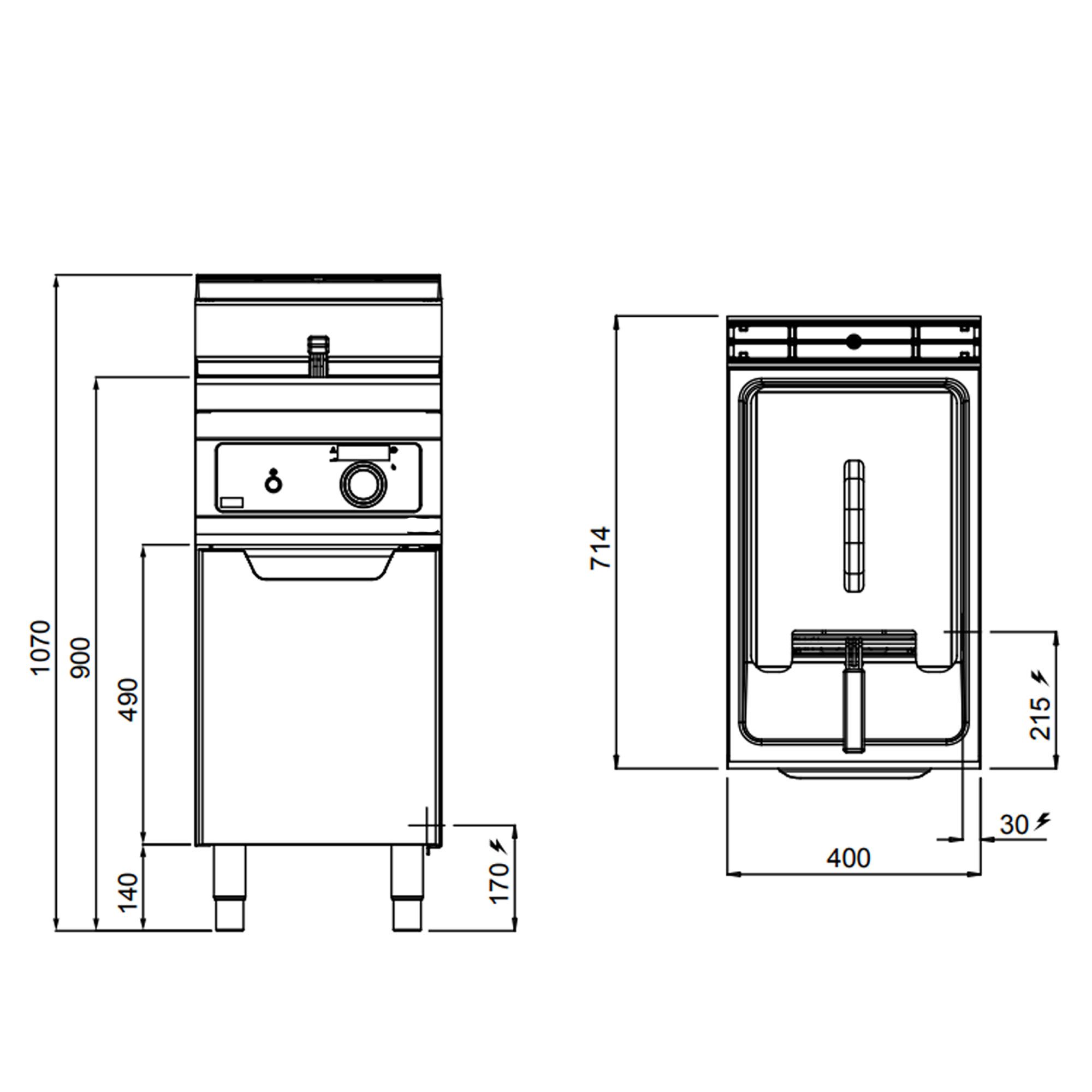 Põranda elektrifritüür 18L, 13,5kW, elektrooniline