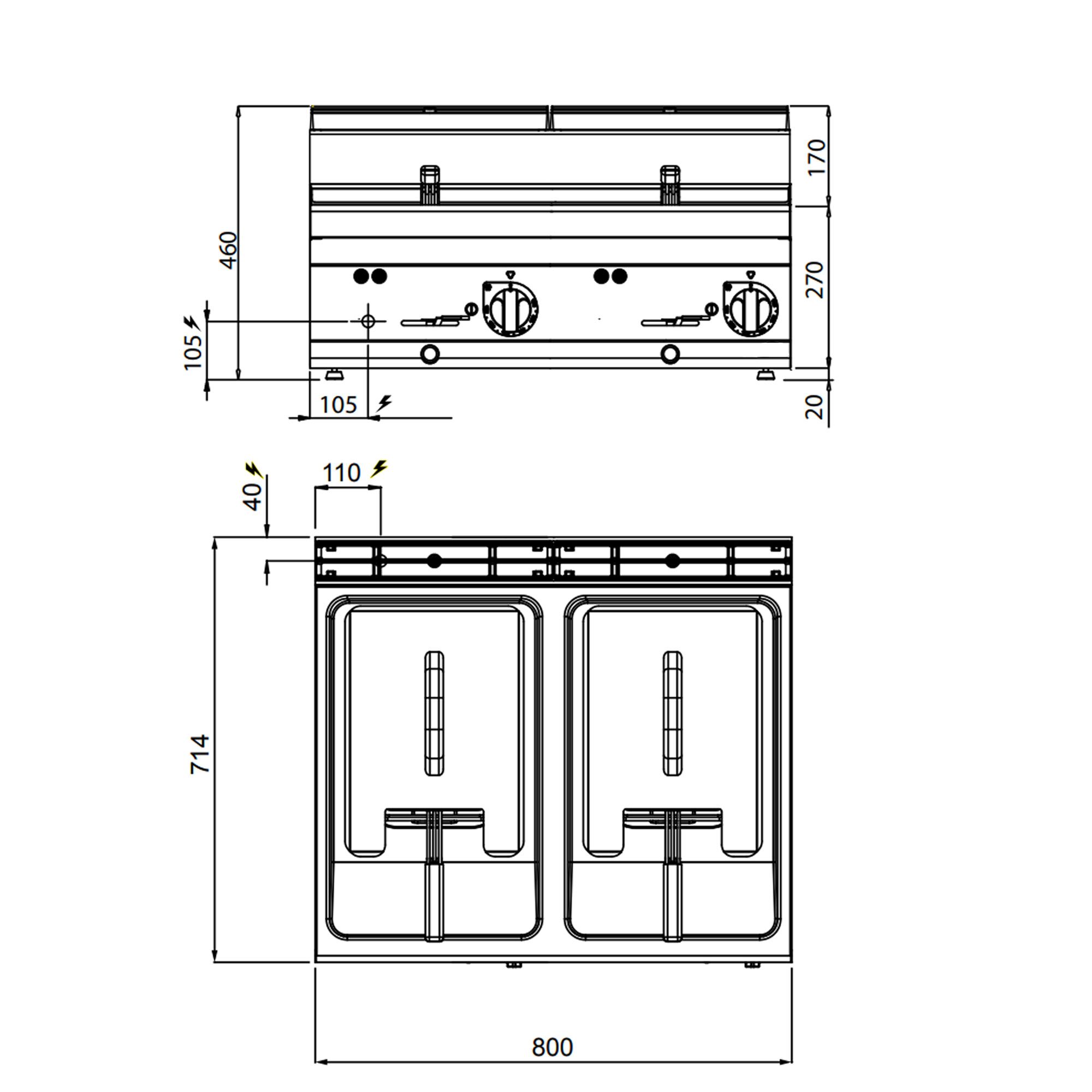 Fritüür 10 + 10 l, 12 kW
