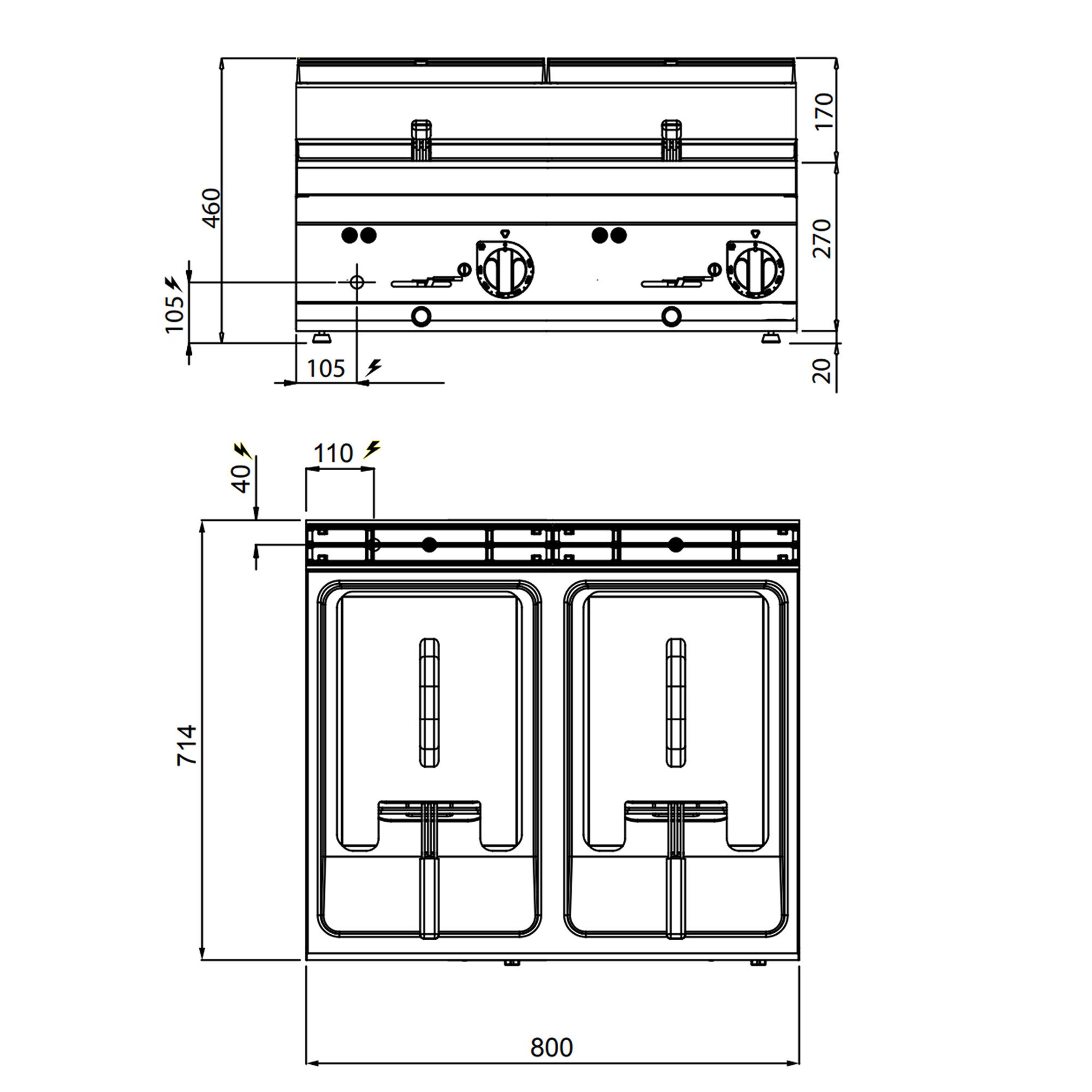 Fritüür 10 + 10 l, 18 kW