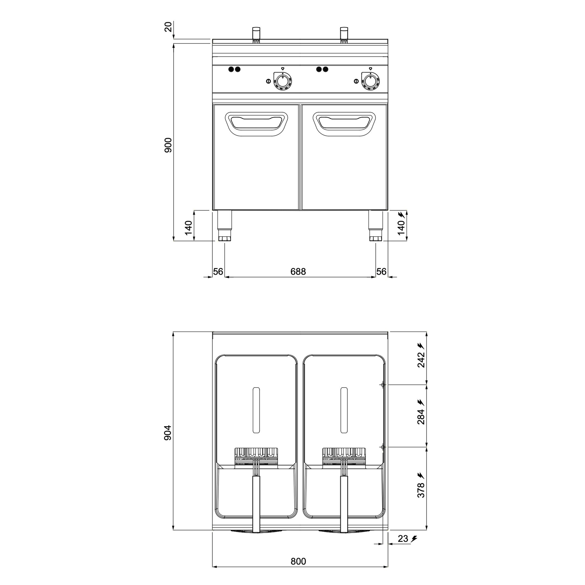 Põranda elektrifritüür 22+22L, 44kW