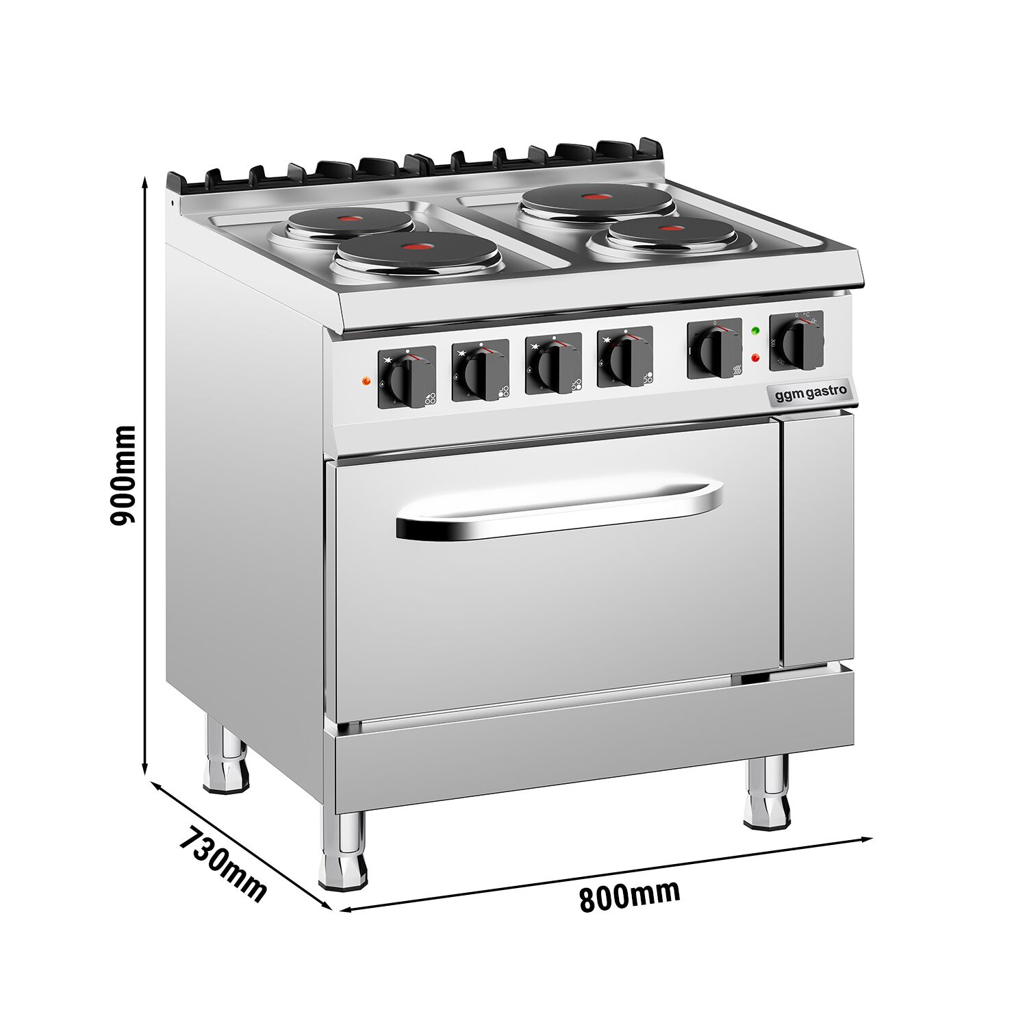 Gaasipliit ahjuga 4-plaati 15,2kW