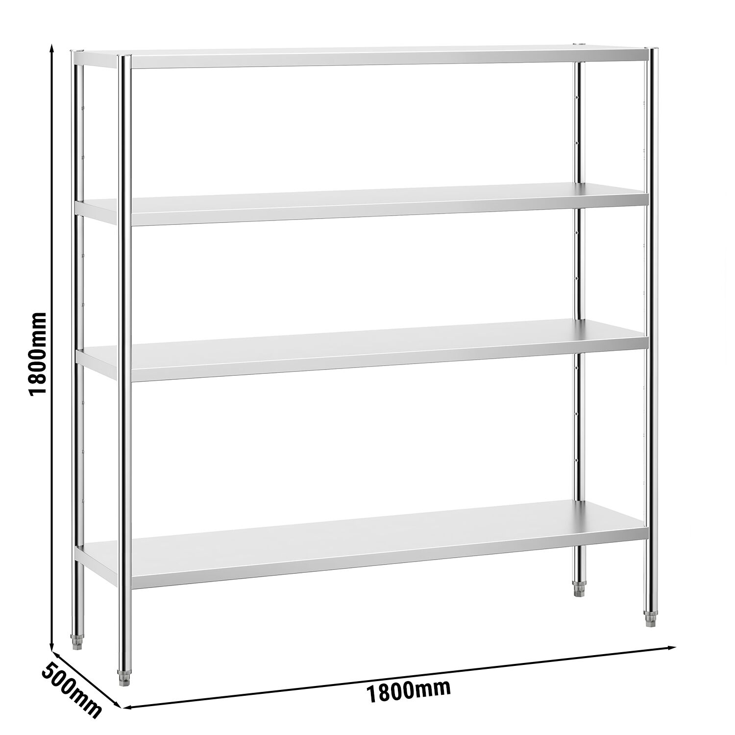 Roostevaba riiul 1800×500mm, 4 riiulit