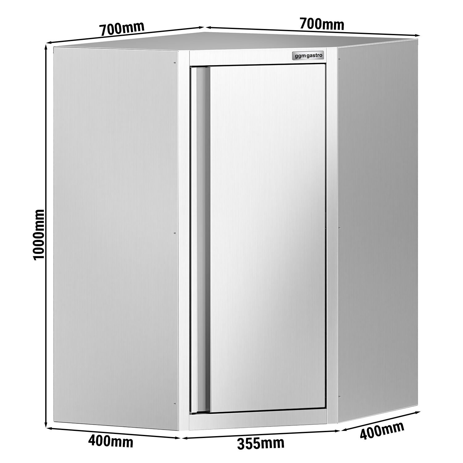 Roostevaba seinakapp 700 × 700 × 1000 mm, tiibustega