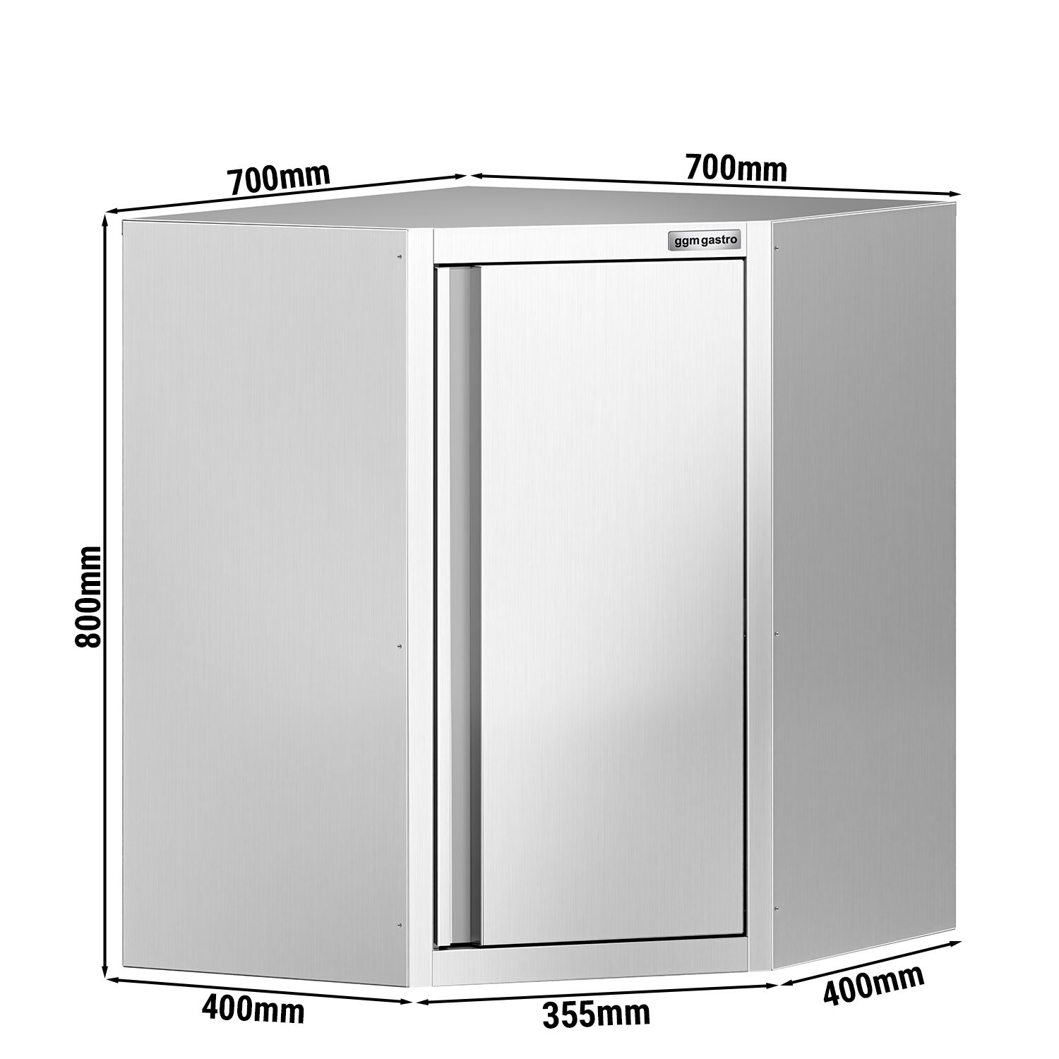 Roostevaba seinakapp 700 × 700 × 800 mm, tiibustega